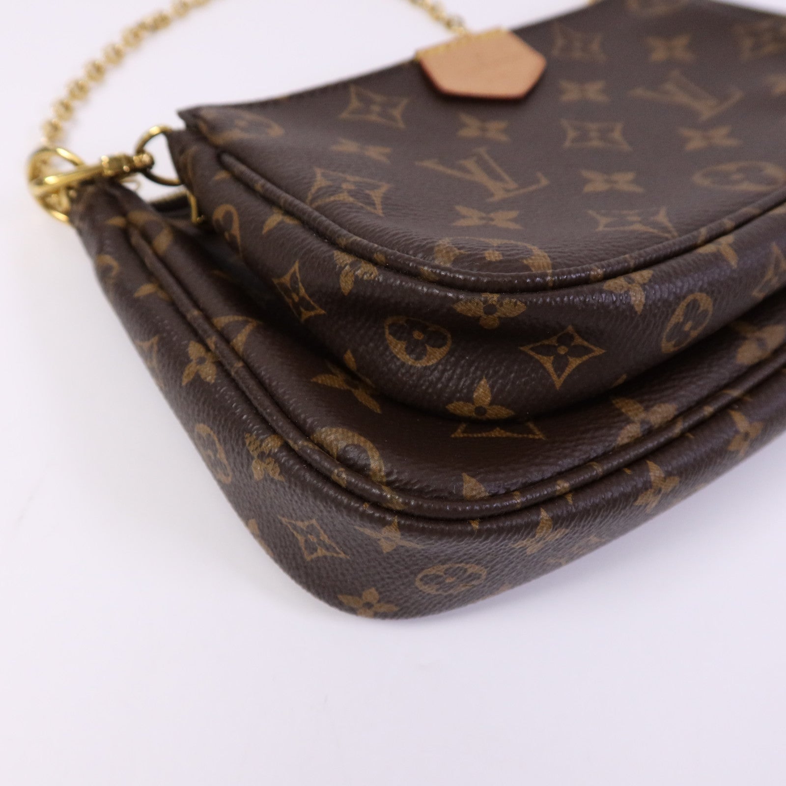 LOUIS VUITTON Monogram Multi Pochette Accessoires金扣手挽肩背兩用袋棕色