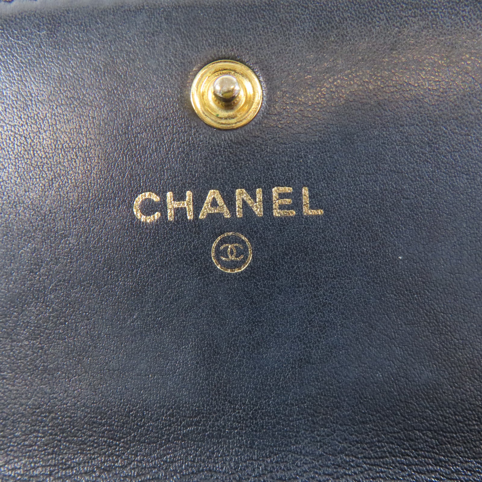CHANEL 菱格羊皮皮革Long Wallet金扣長錢包黑色