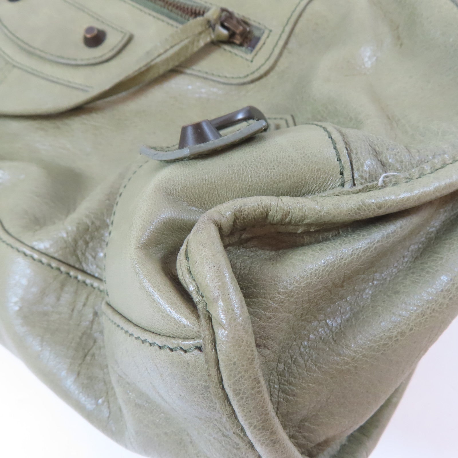 BALENCIAGA 羊皮皮革Classic Part Time銀扣手挽肩背兩用袋綠色