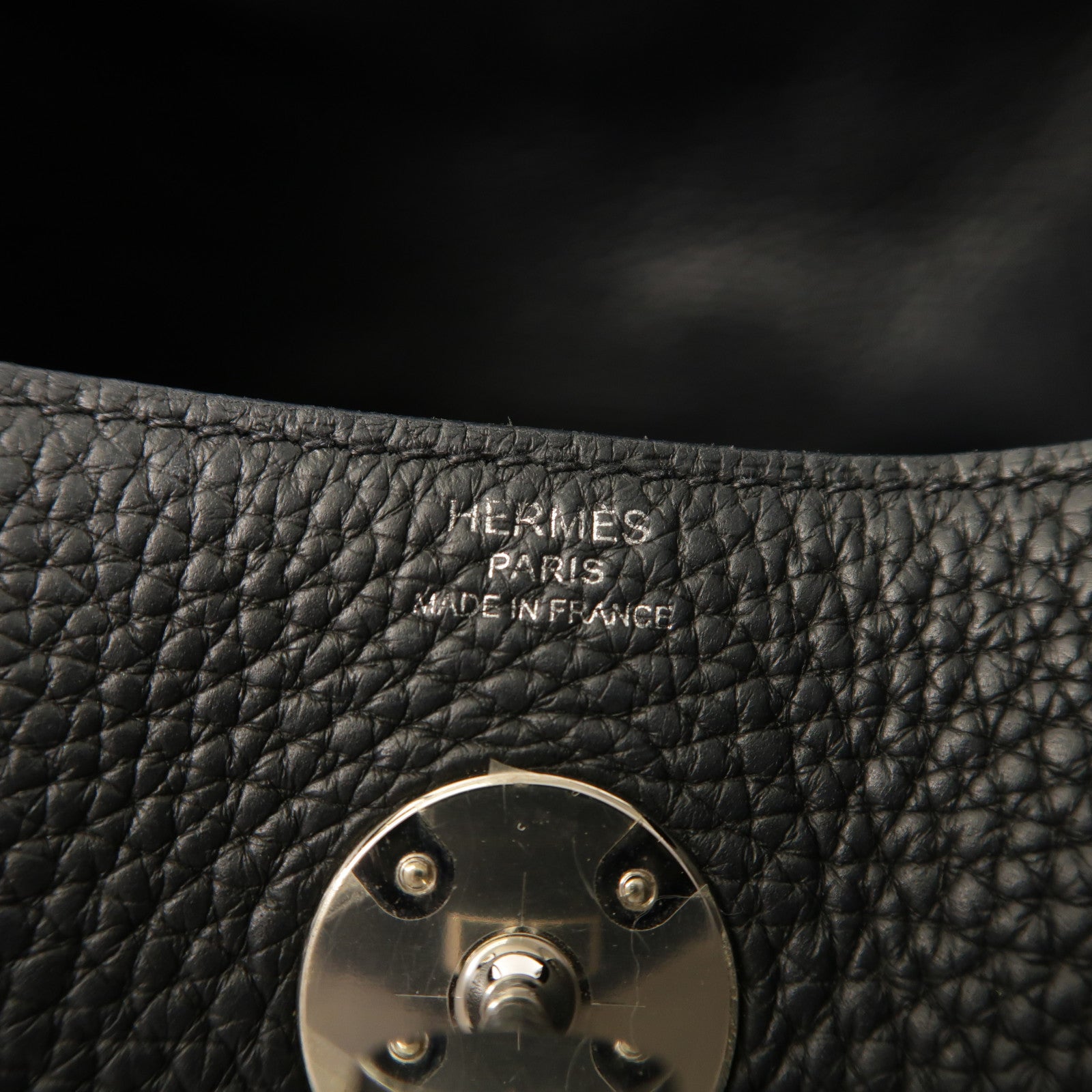 HERMES Clemence皮革Lindy 26銀扣手挽肩背兩用袋Noir