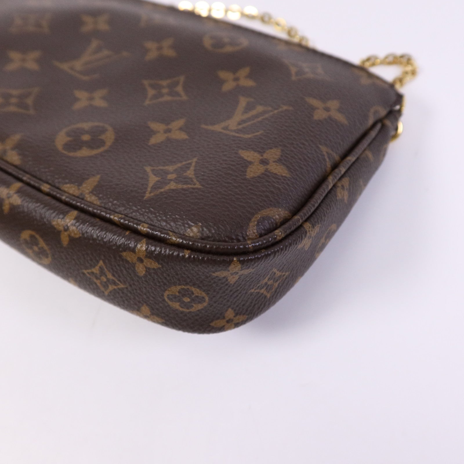 LOUIS VUITTON Monogram Multi Pochette Accessoires金扣手挽肩背兩用袋棕色