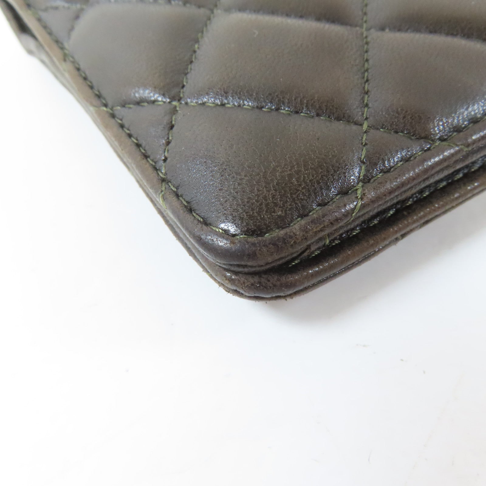CHANEL 菱格羊皮皮革2.55 Long Bifold Wallet金扣長錢包啡色