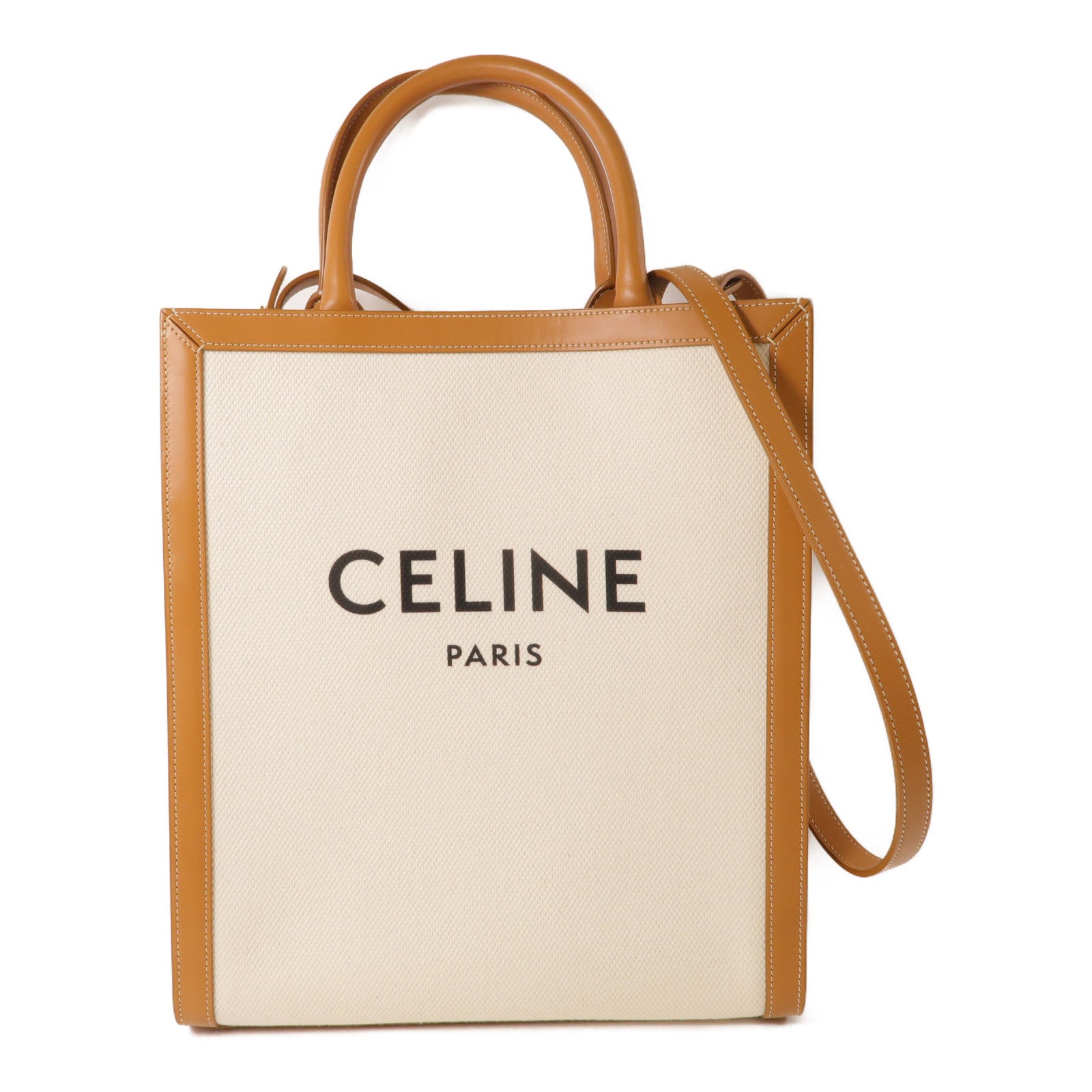 CELINE 帆布Vertical Cabas 金扣手挽肩背兩用袋