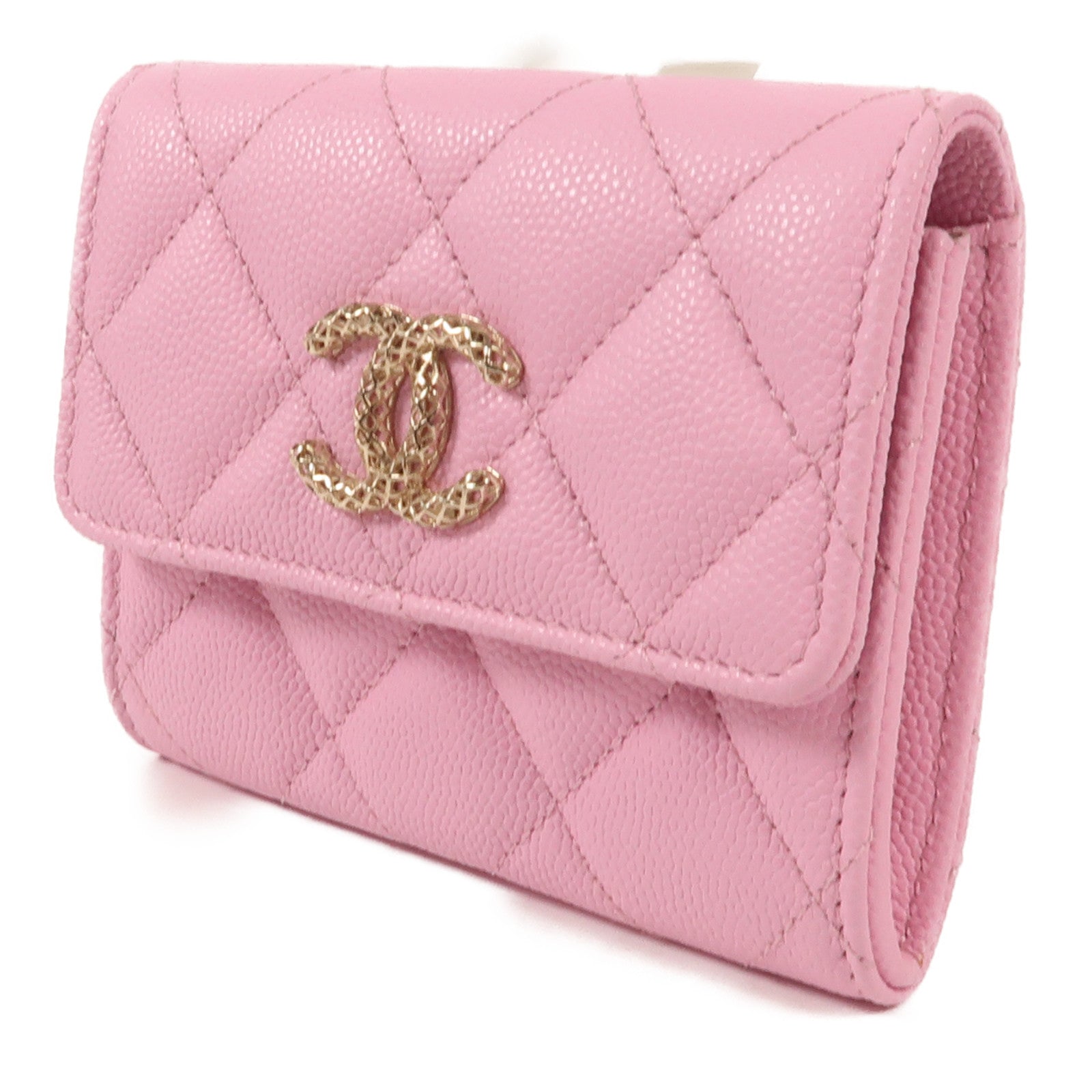 CHANEL 牛皮皮革Wallet金扣錢包