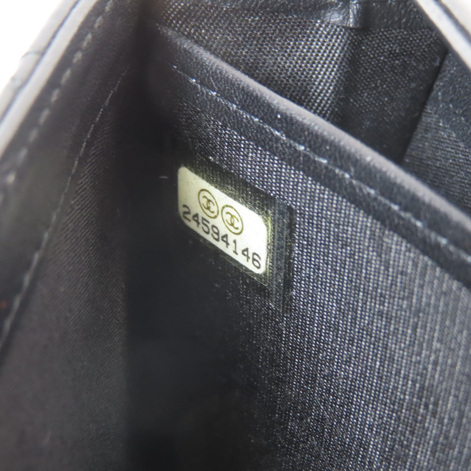 CHANEL 菱格羊皮皮革Long Wallet金扣長錢包黑色