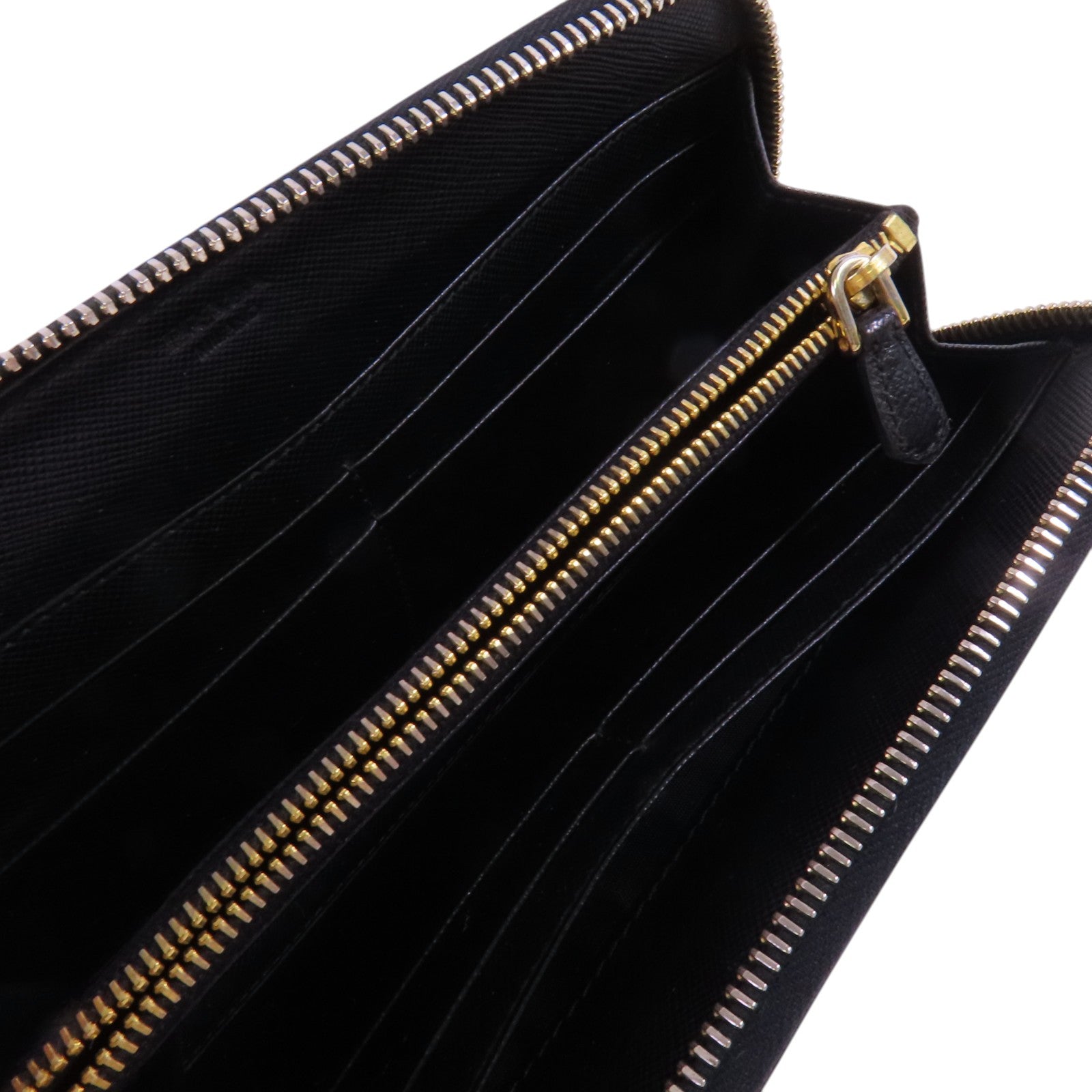 PRADA Saffiano皮革Zipper Long Wallet金扣拉鏈長錢包