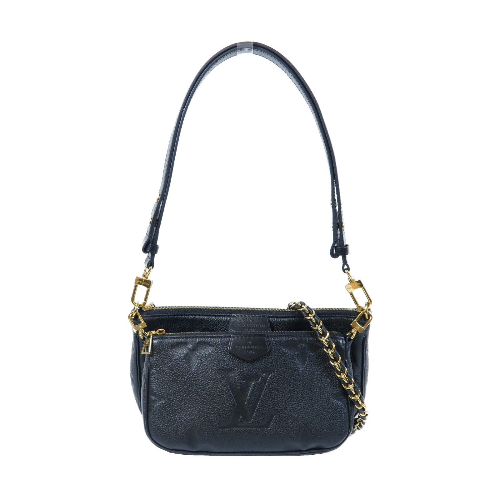 LOUIS VUITTON Monogram Empreinte Multi Pochette Accessoires金扣肩背袋黑色
