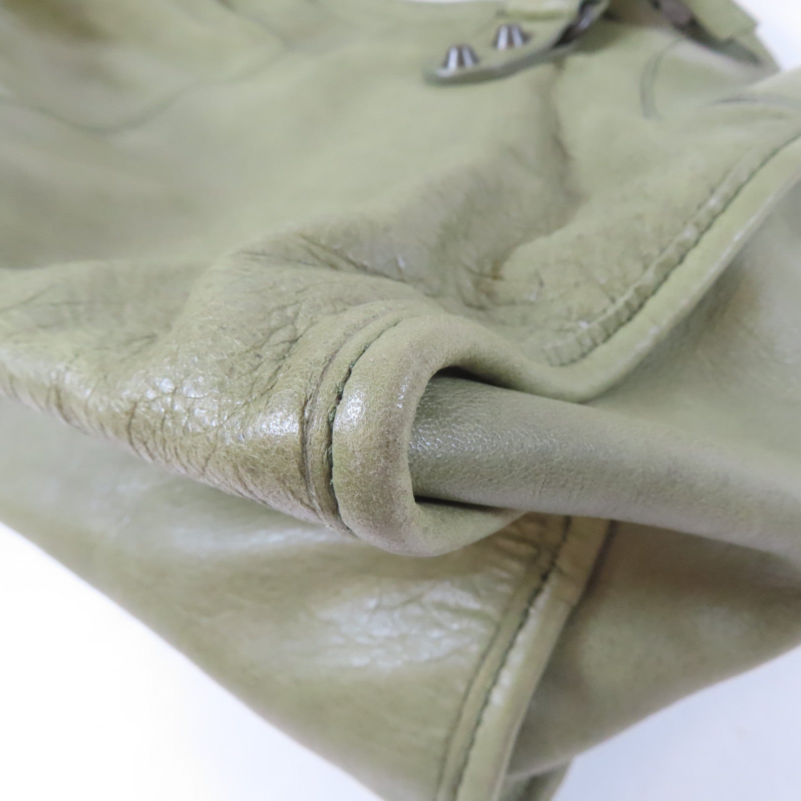BALENCIAGA 羊皮皮革Classic Part Time銀扣手挽肩背兩用袋綠色