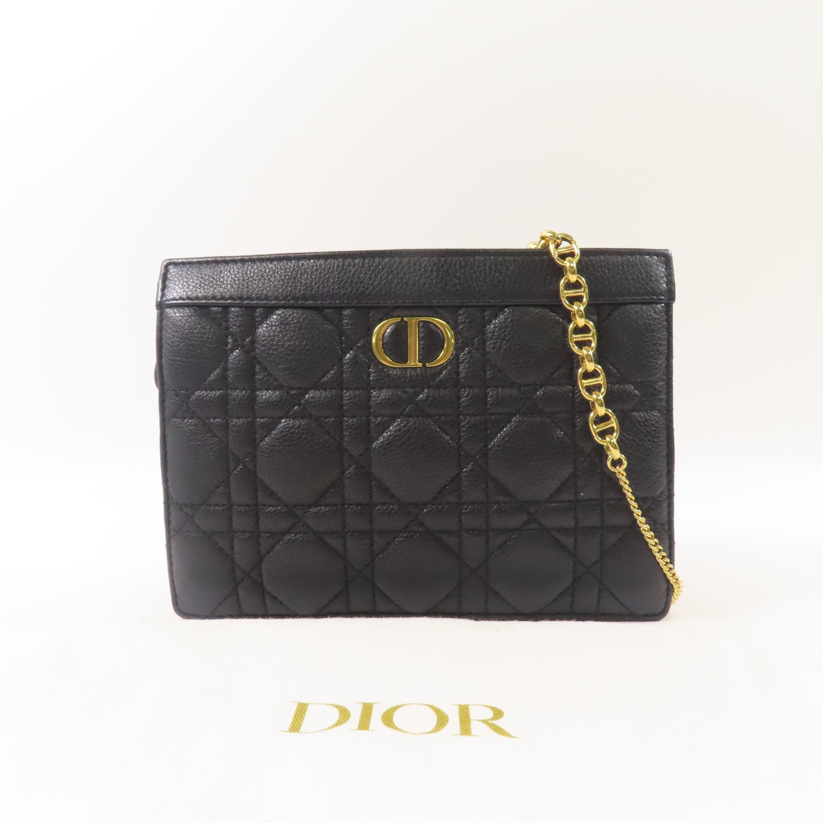 Dior 皮革Chain Shoulder金扣鏈帶肩背袋黑色
