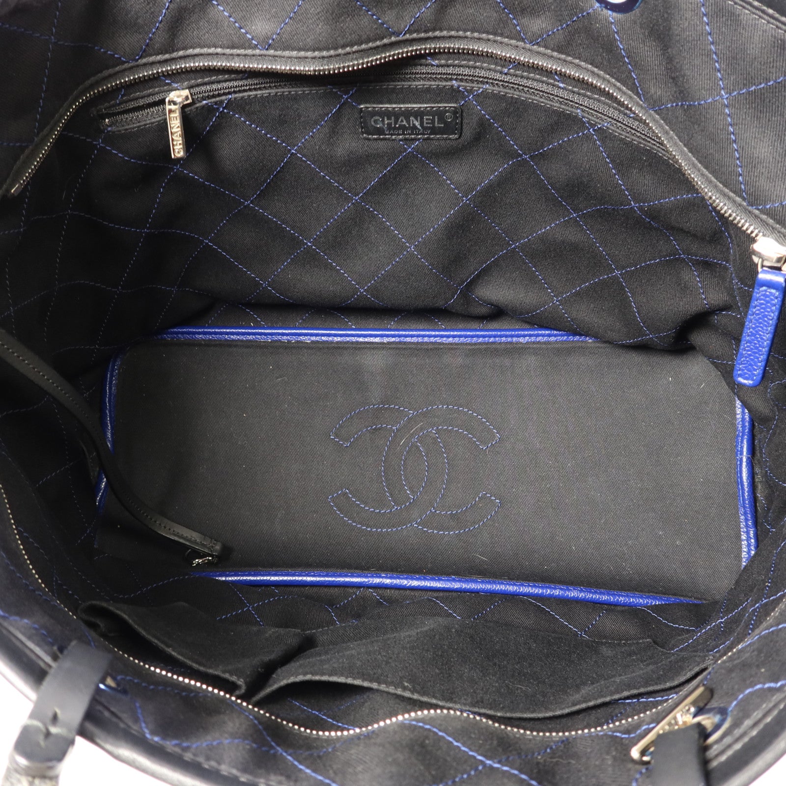 CHANEL 牛皮皮革Totebag銀扣手挽袋