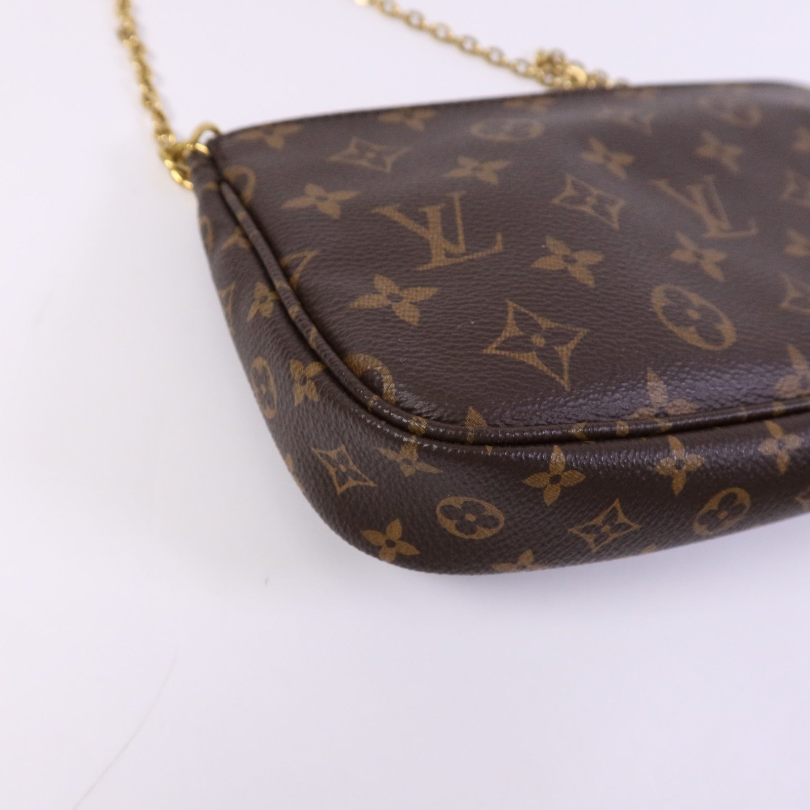 LOUIS VUITTON Monogram Multi Pochette Accessoires金扣手挽肩背兩用袋棕色
