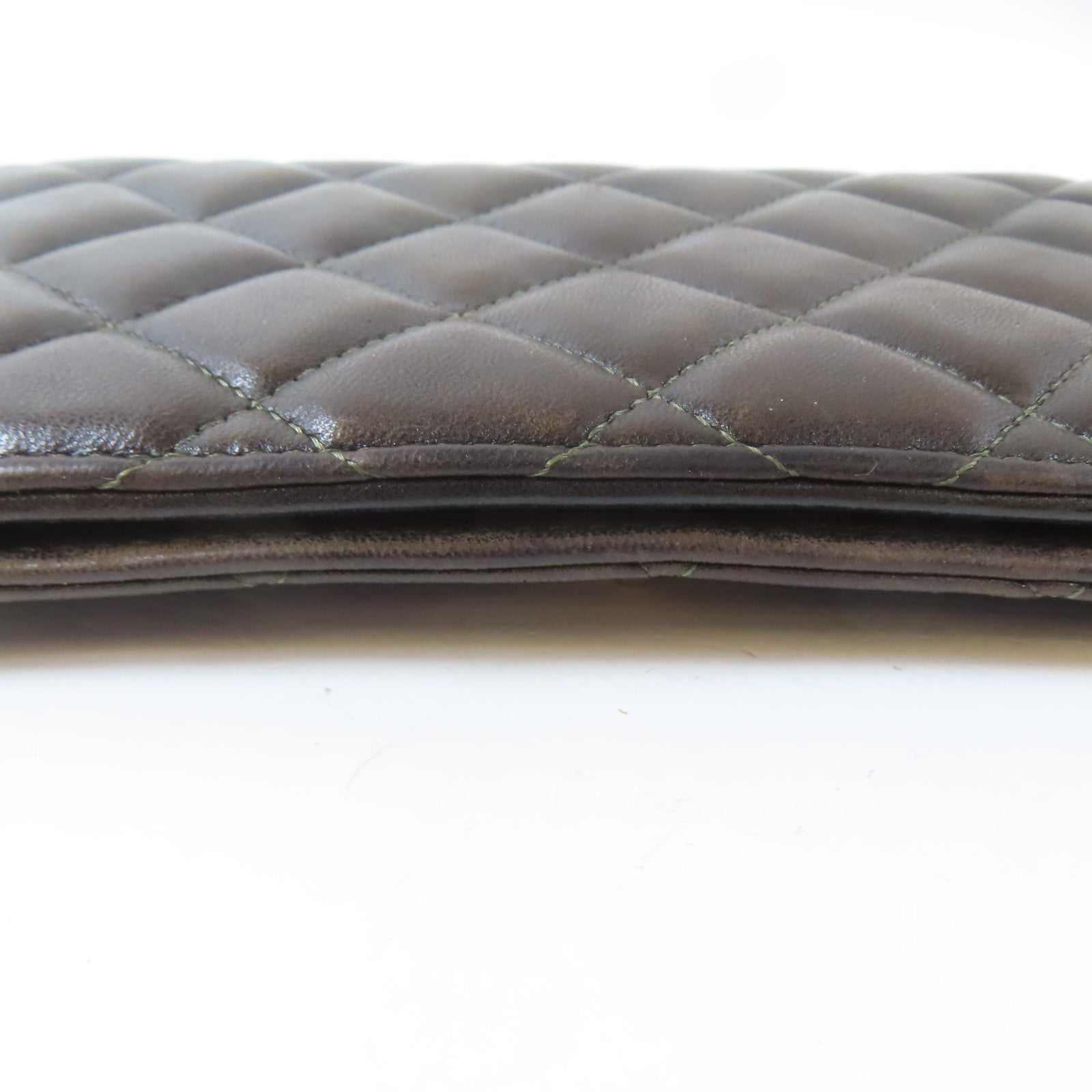 CHANEL 菱格羊皮皮革2.55 Long Bifold Wallet金扣長錢包啡色