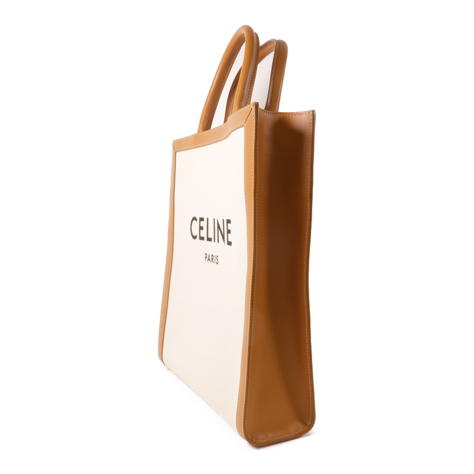 CELINE 帆布Vertical Cabas 金扣手挽肩背兩用袋