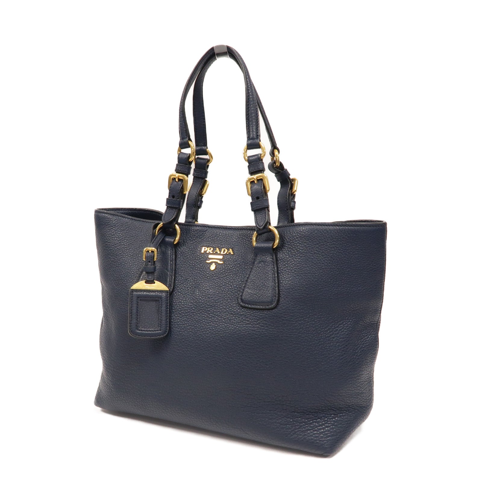 PRADA 牛皮皮革Shoulder Bag金扣肩背袋深藍色