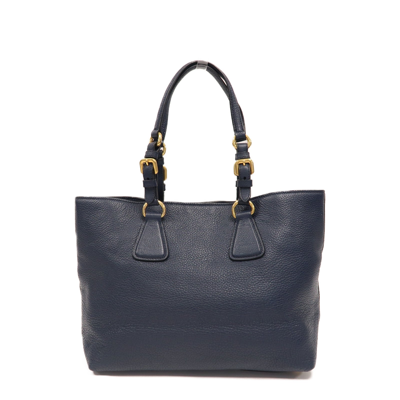 PRADA 牛皮皮革Shoulder Bag金扣肩背袋深藍色