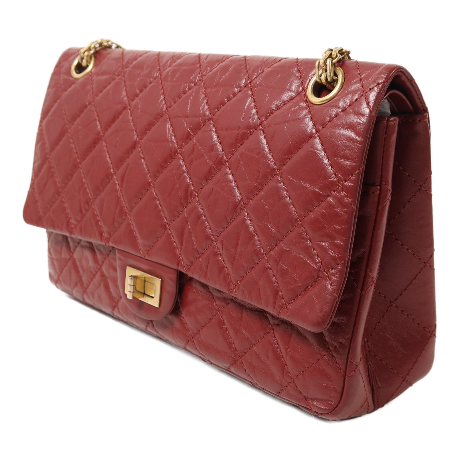 CHANEL 牛皮皮革2.55 Chain Shoulder金扣鏈帶肩背袋