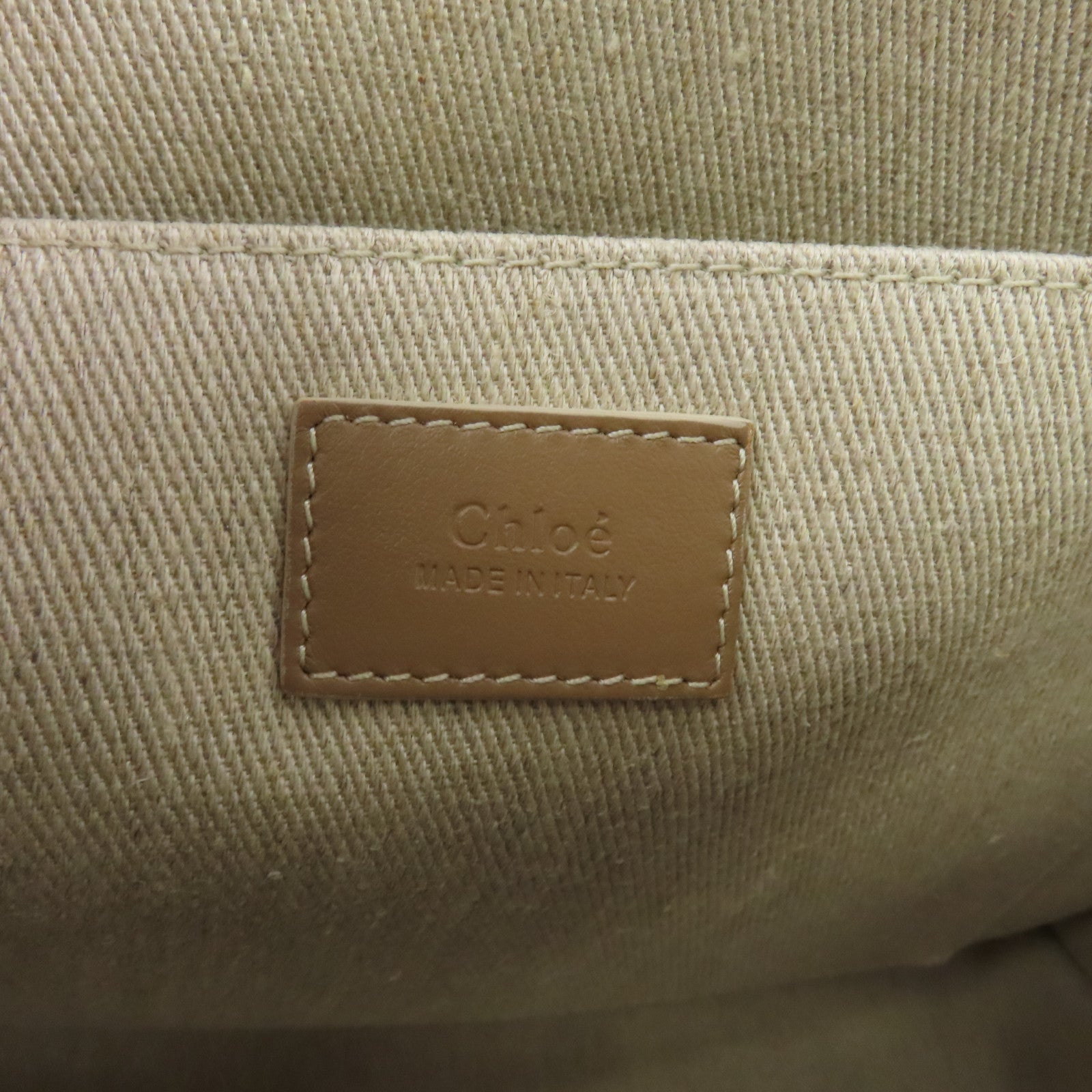Chloe 帆布/牛皮皮革Woody Tote Bag手挽袋米色