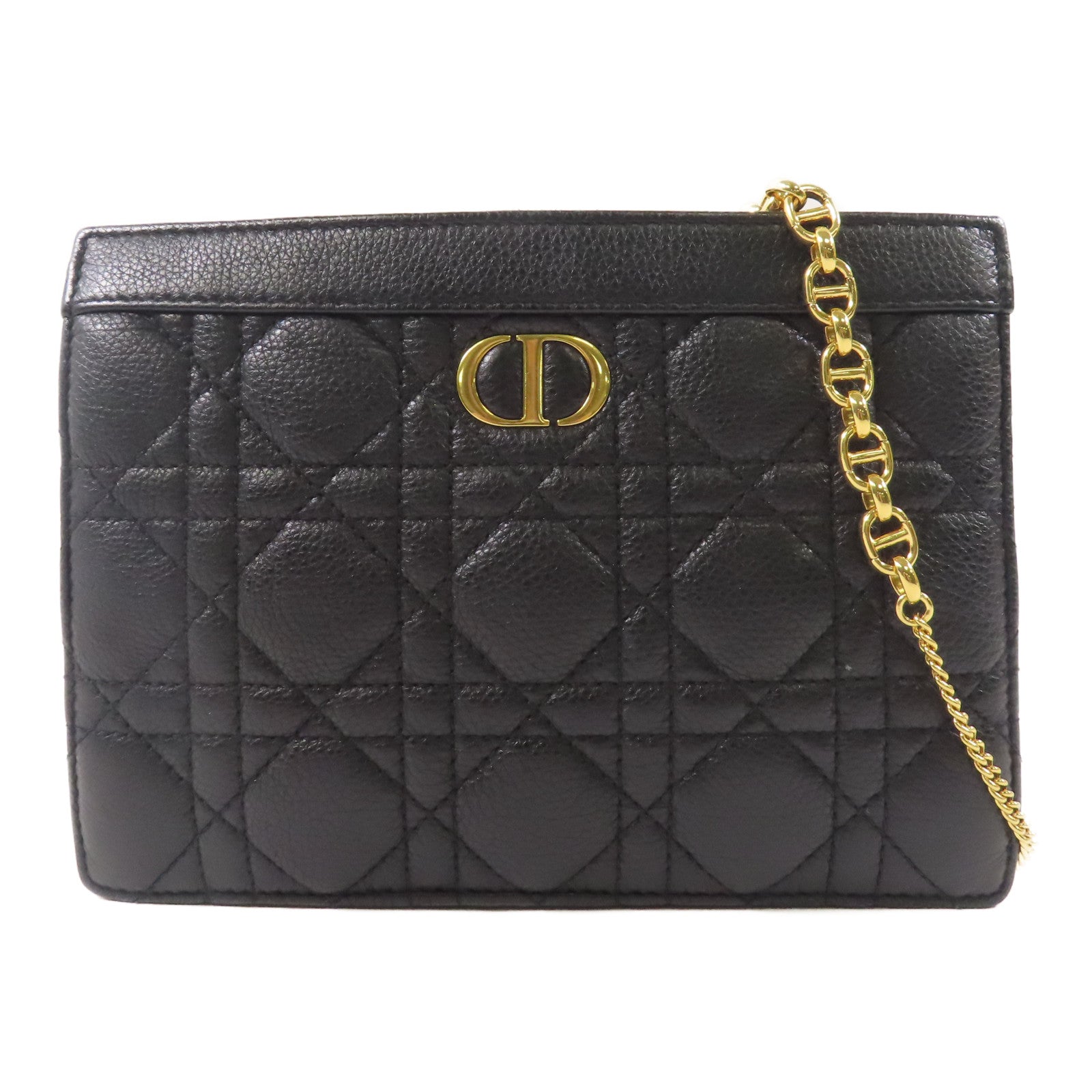 Dior 皮革Chain Shoulder金扣鏈帶肩背袋黑色