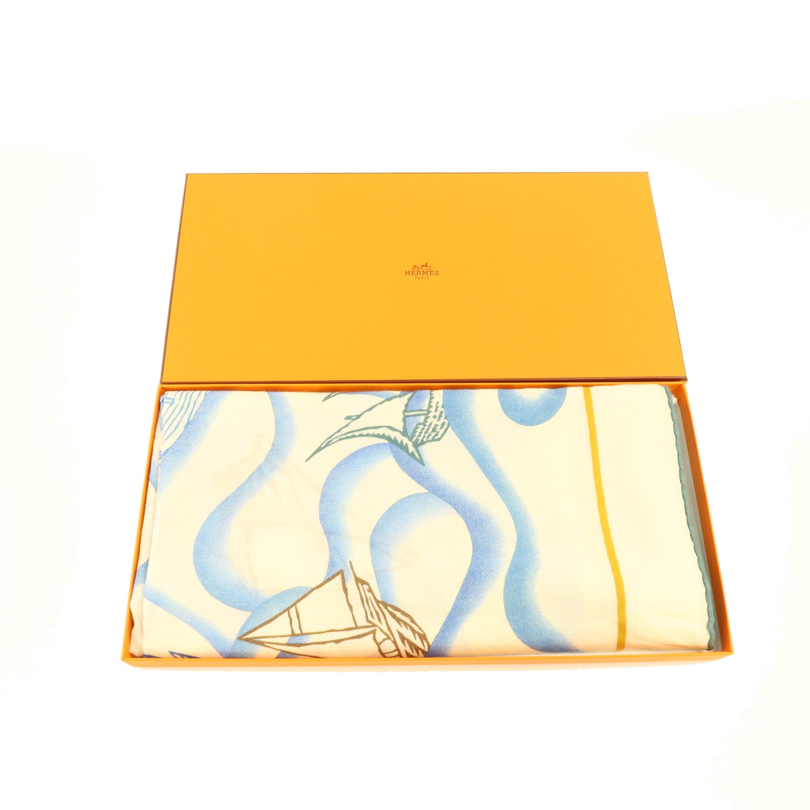 HERMES 羊絨/絲質Scarf 140x140絲巾