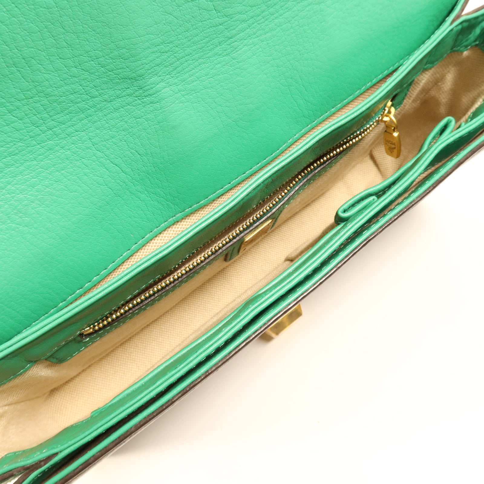 MCM 馬毛/牛皮皮革Shoulder Bag金扣肩背袋