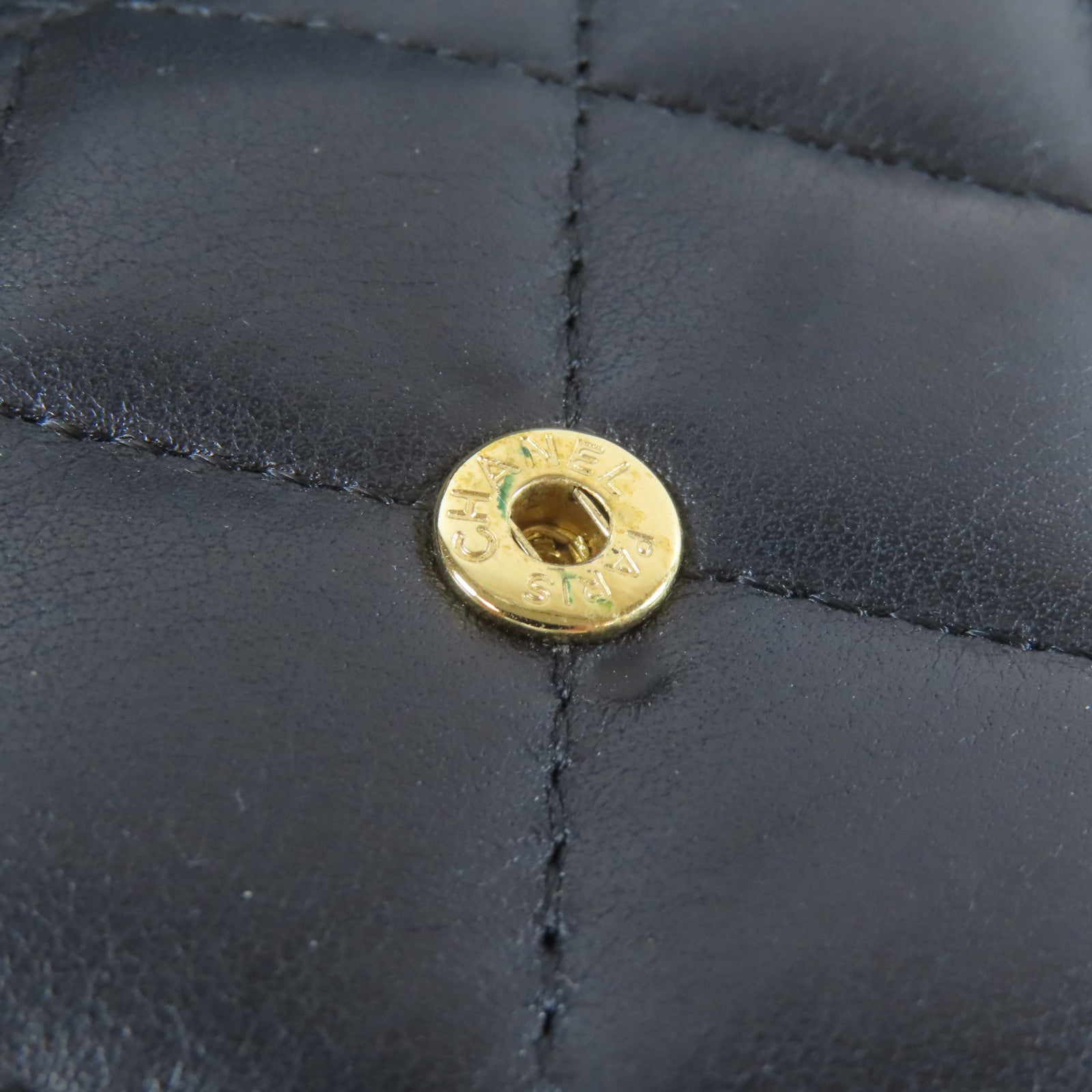 CHANEL 菱格羊皮皮革Long Wallet金扣長錢包黑色