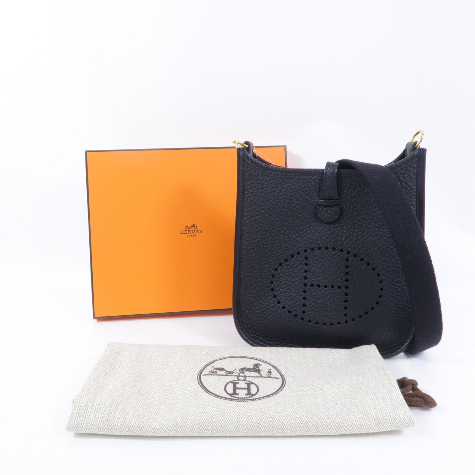 HERMES Clemence皮革Evelyne TPM肩背袋Noir