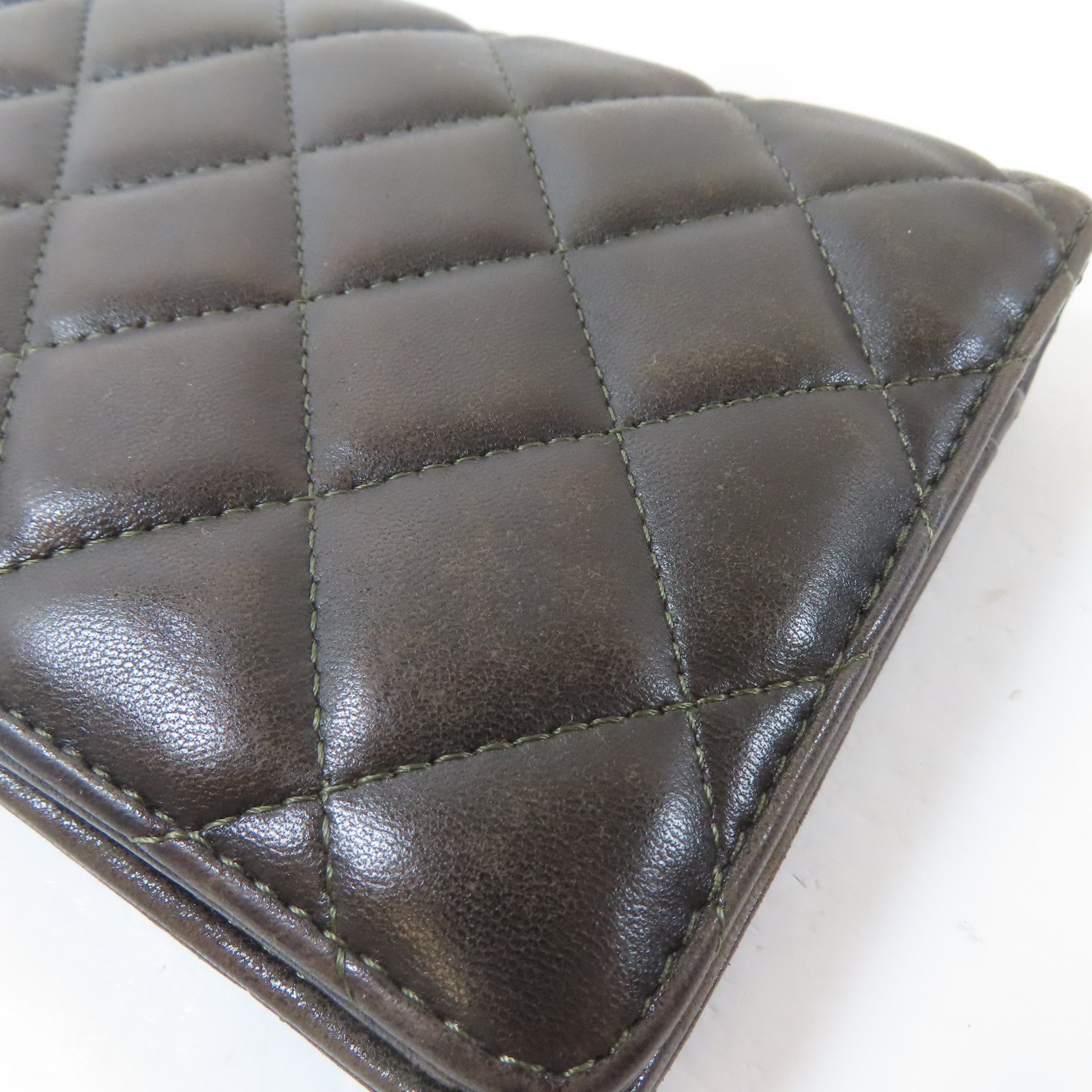 CHANEL 菱格羊皮皮革2.55 Long Bifold Wallet金扣長錢包啡色
