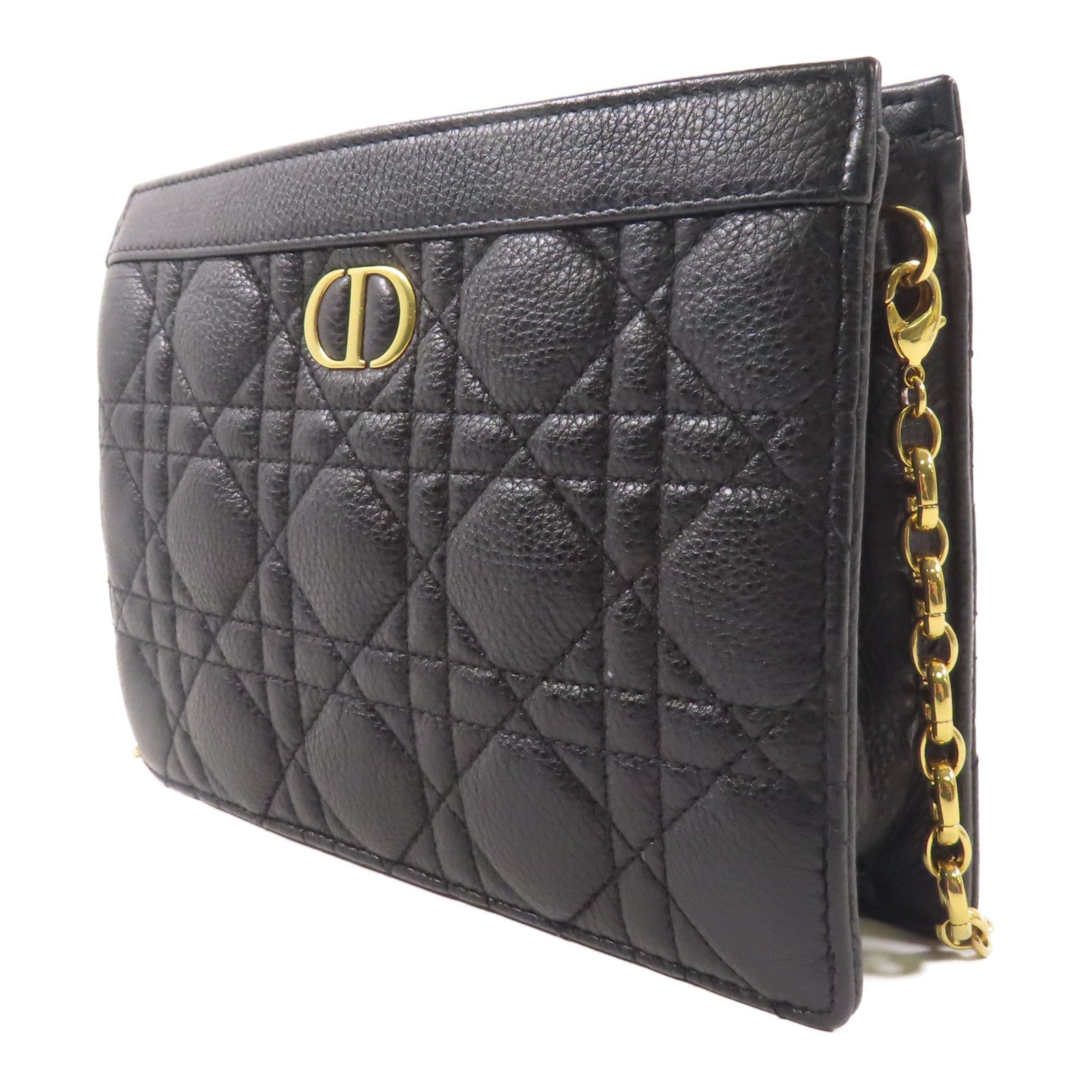 Dior 皮革Chain Shoulder金扣鏈帶肩背袋黑色