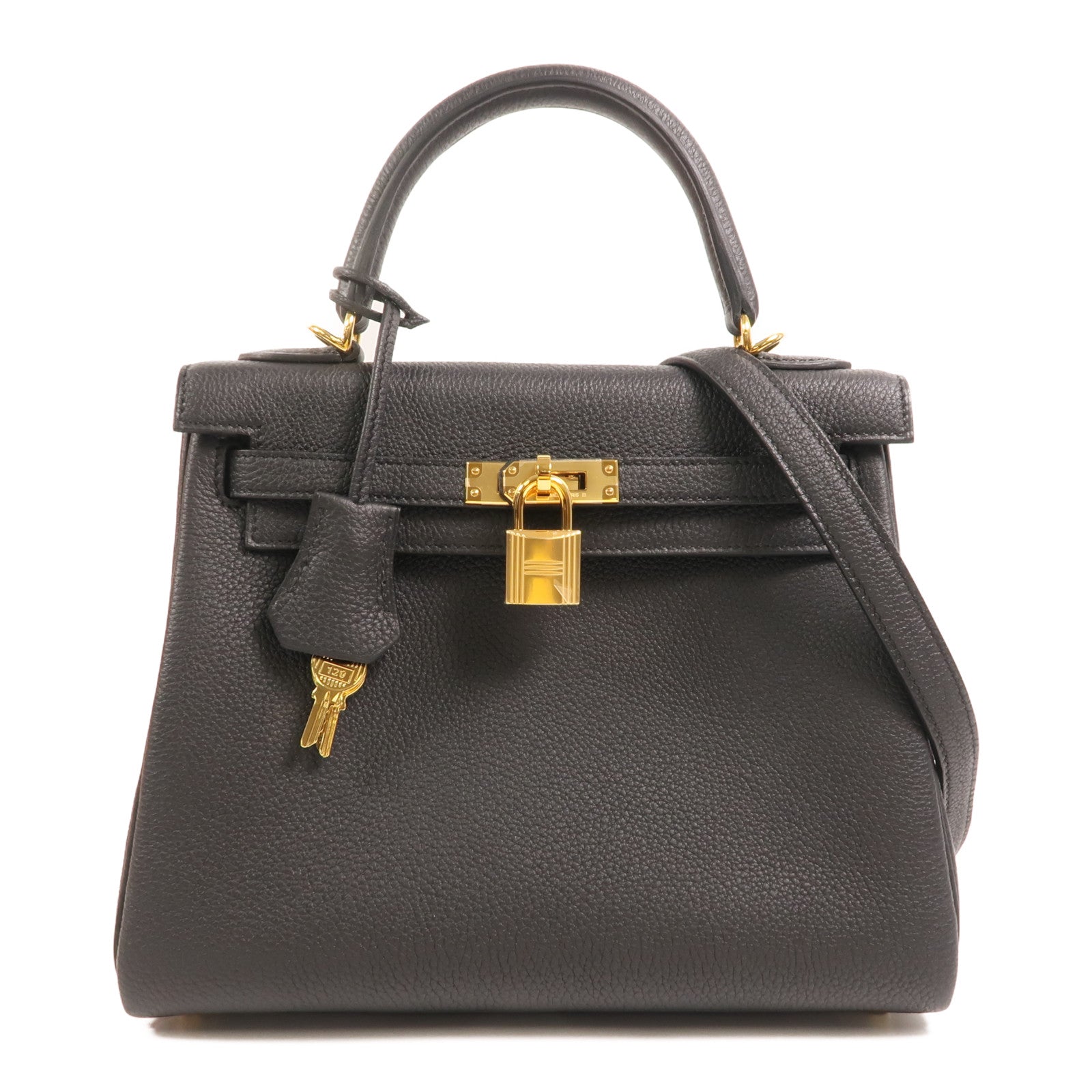 HERMES Togo皮革Kelly 25手挽肩背兩用袋Noir