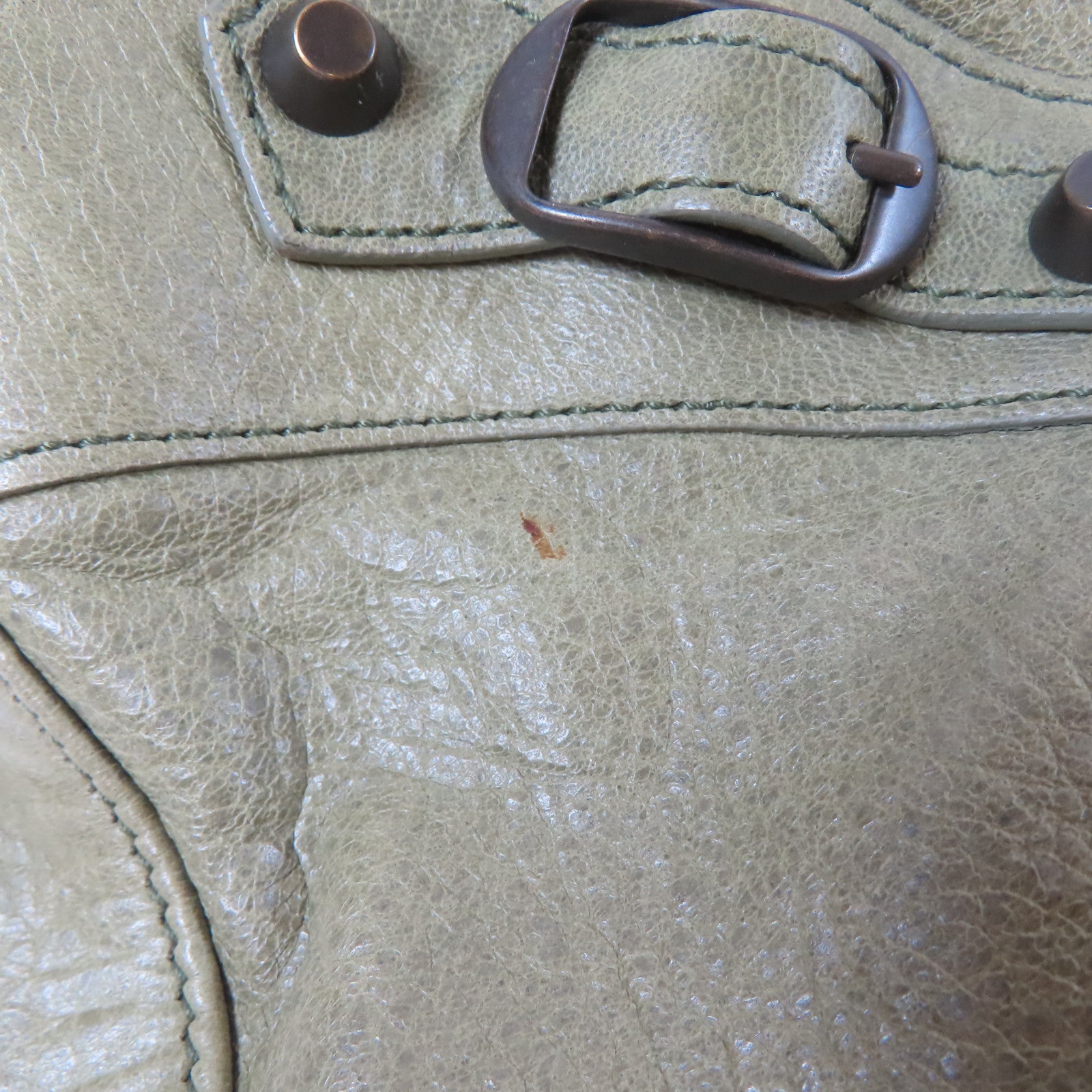 BALENCIAGA 羊皮皮革Classic Part Time銀扣手挽肩背兩用袋綠色