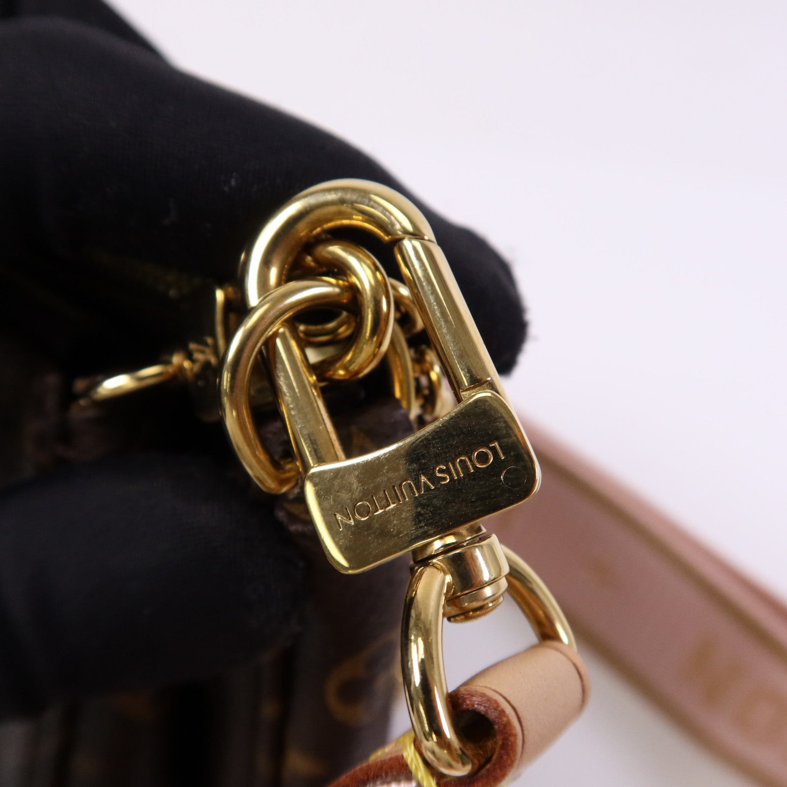 LOUIS VUITTON Monogram Multi Pochette Accessoires金扣手挽肩背兩用袋棕色