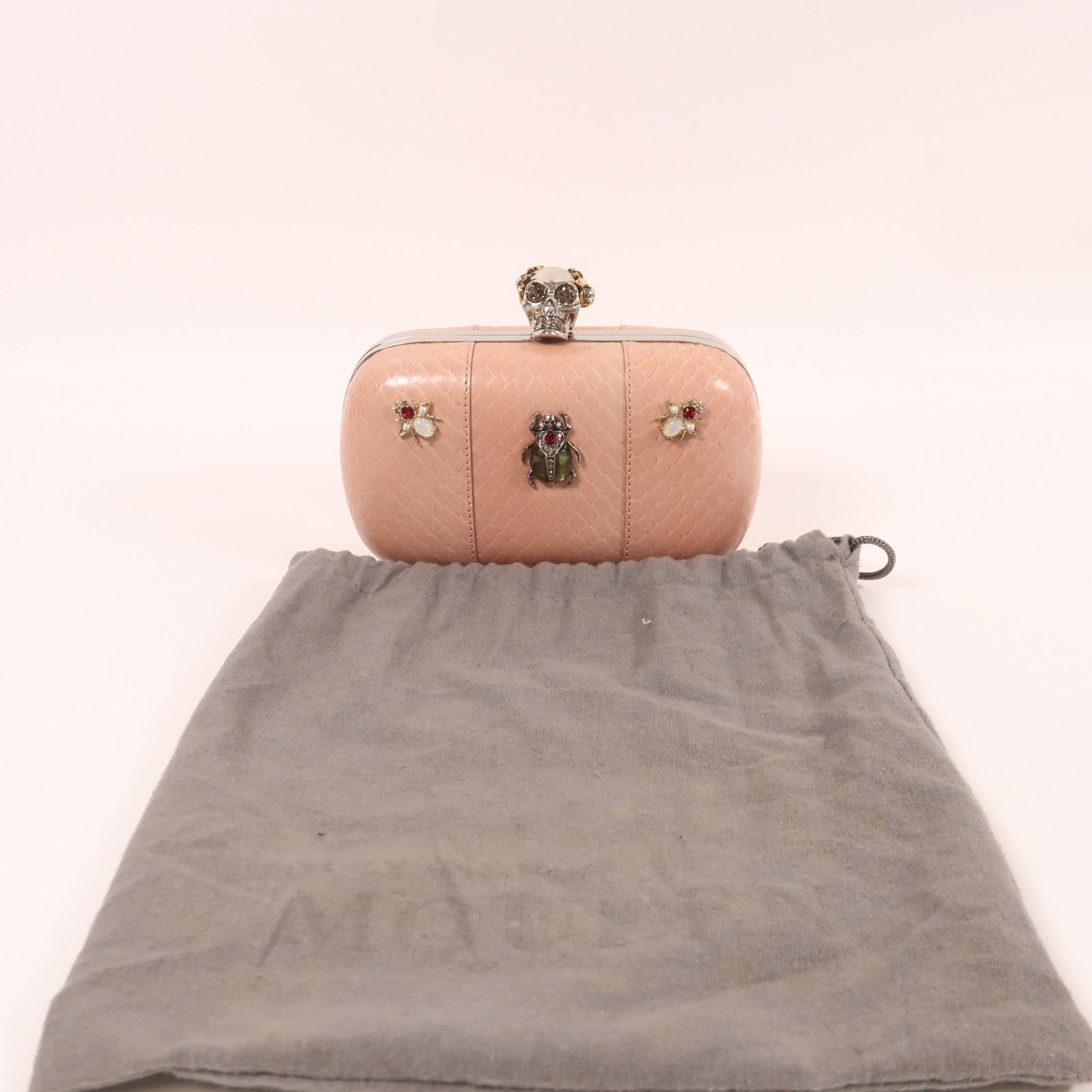 SELECTION 蛇皮皮革Alexander MQueen Clutch手拿包粉紅色