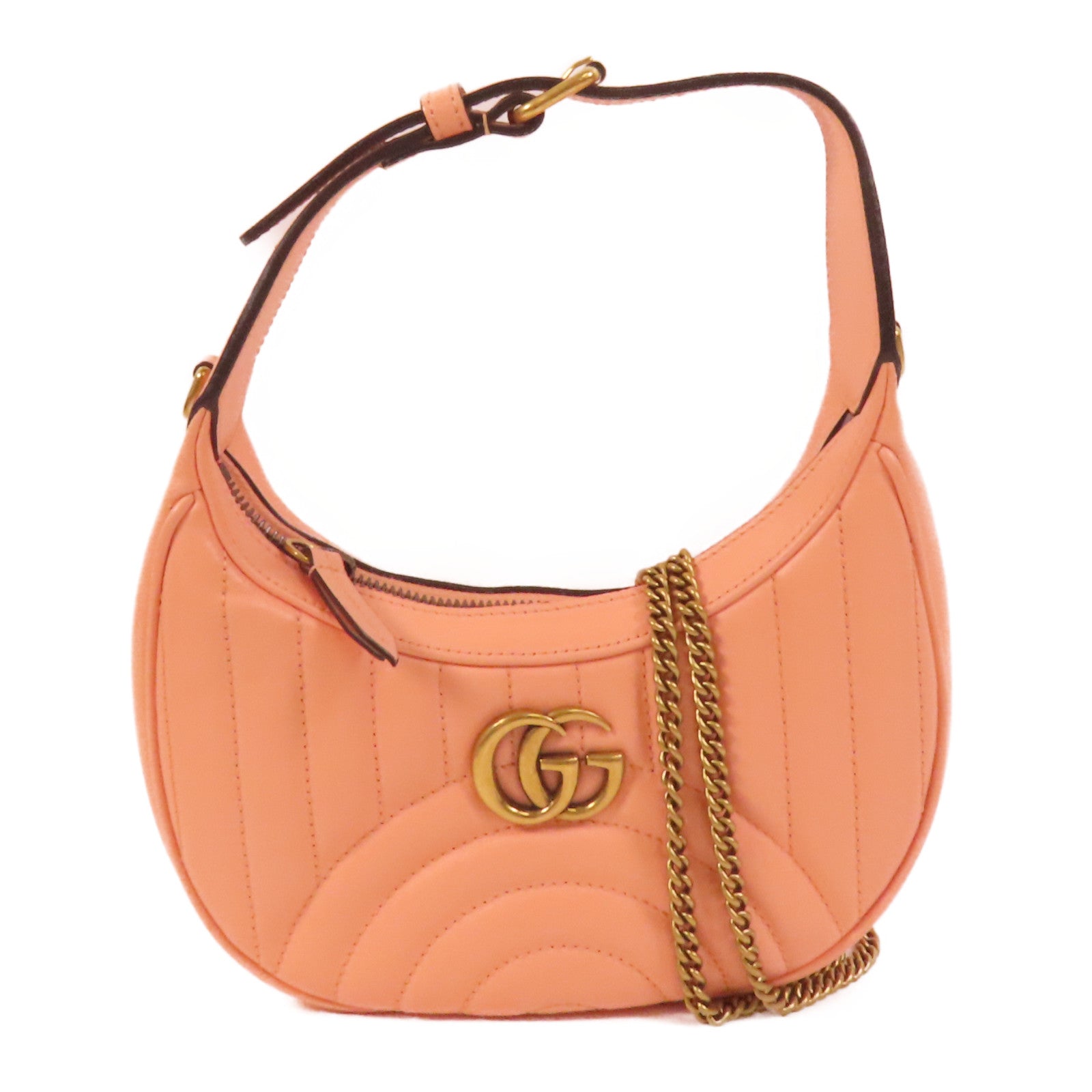 GUCCI 牛皮皮革GG Marmont Half Moon金扣手挽肩背兩用袋