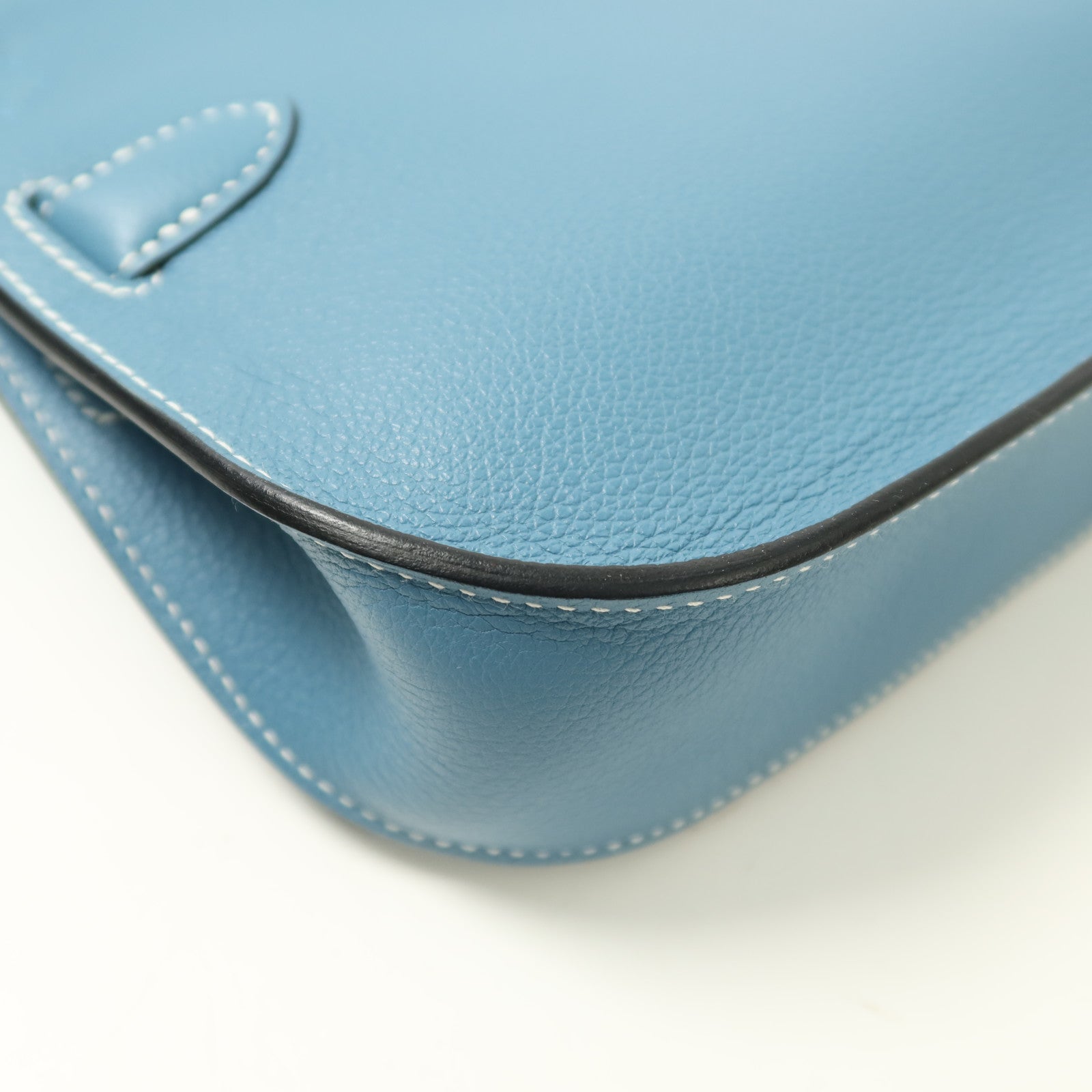 HERMES Evercolor皮革Mini Jypsiere銀扣肩背袋New Blue Jean