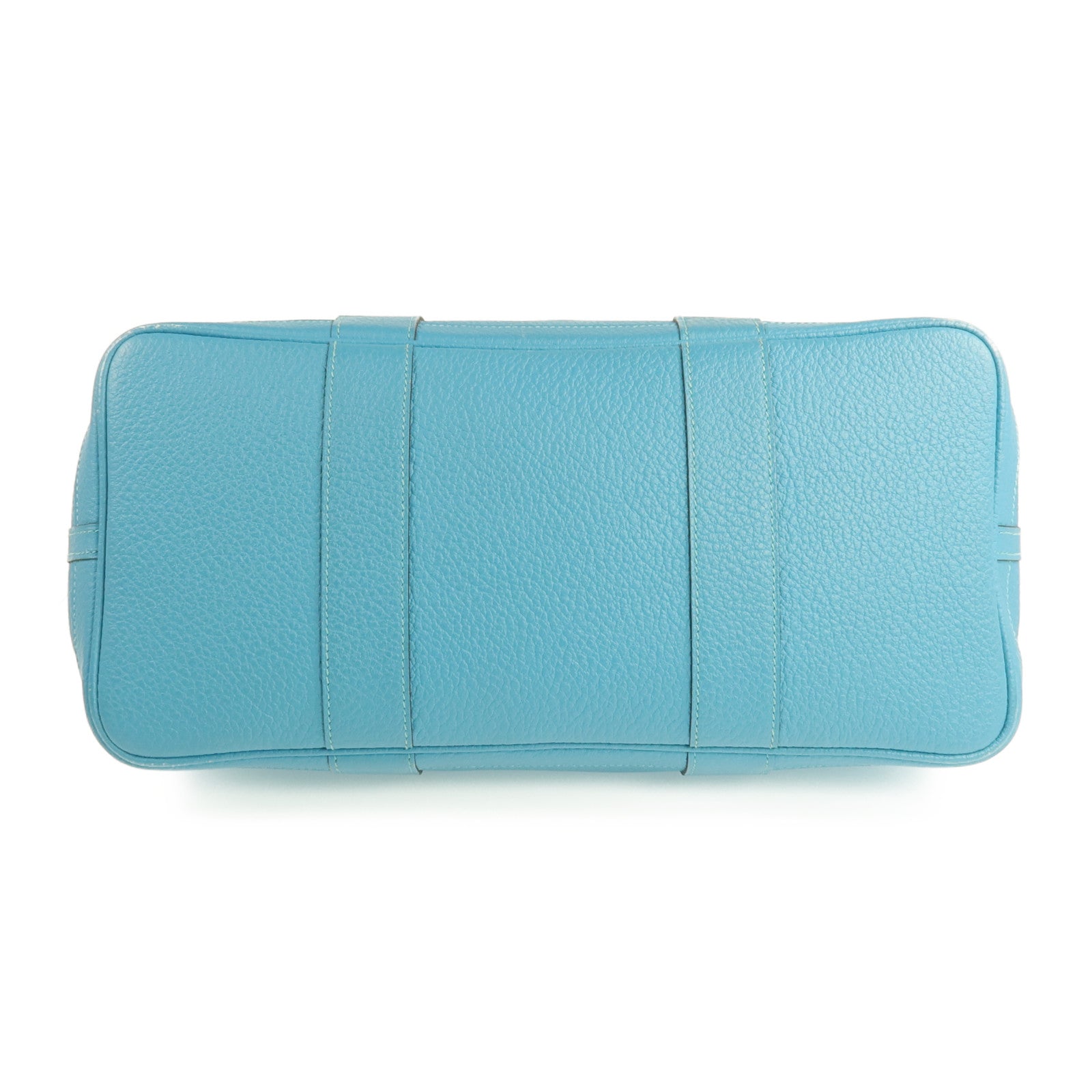 HERMES Negonda皮革Garden Party PM銀扣手挽袋Bleu Paon