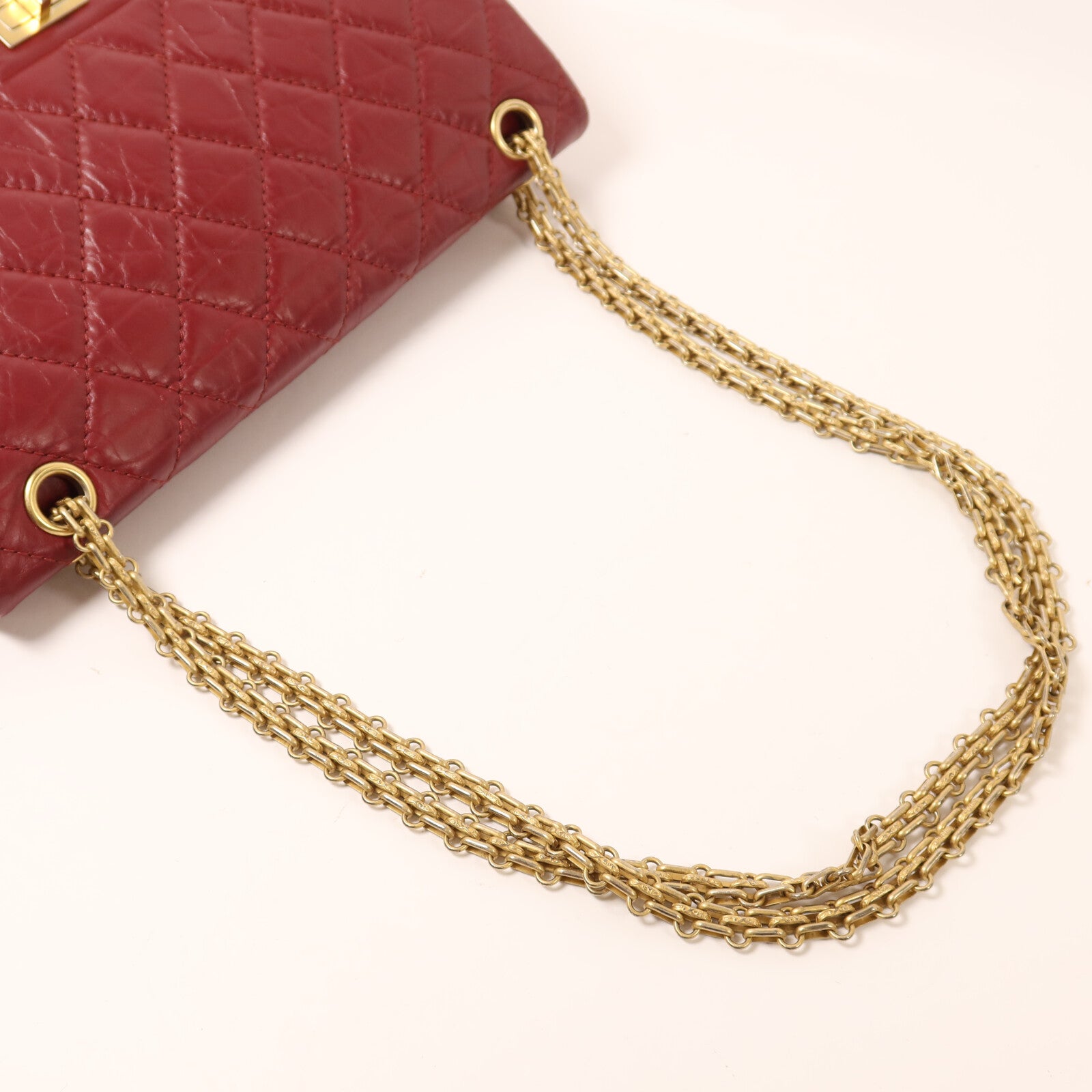 CHANEL 牛皮皮革2.55 Chain Shoulder金扣鏈帶肩背袋