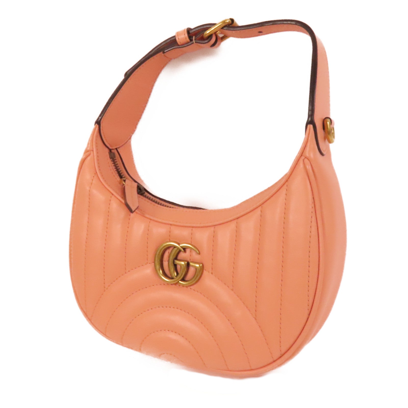 GUCCI 牛皮皮革GG Marmont Half Moon金扣手挽肩背兩用袋