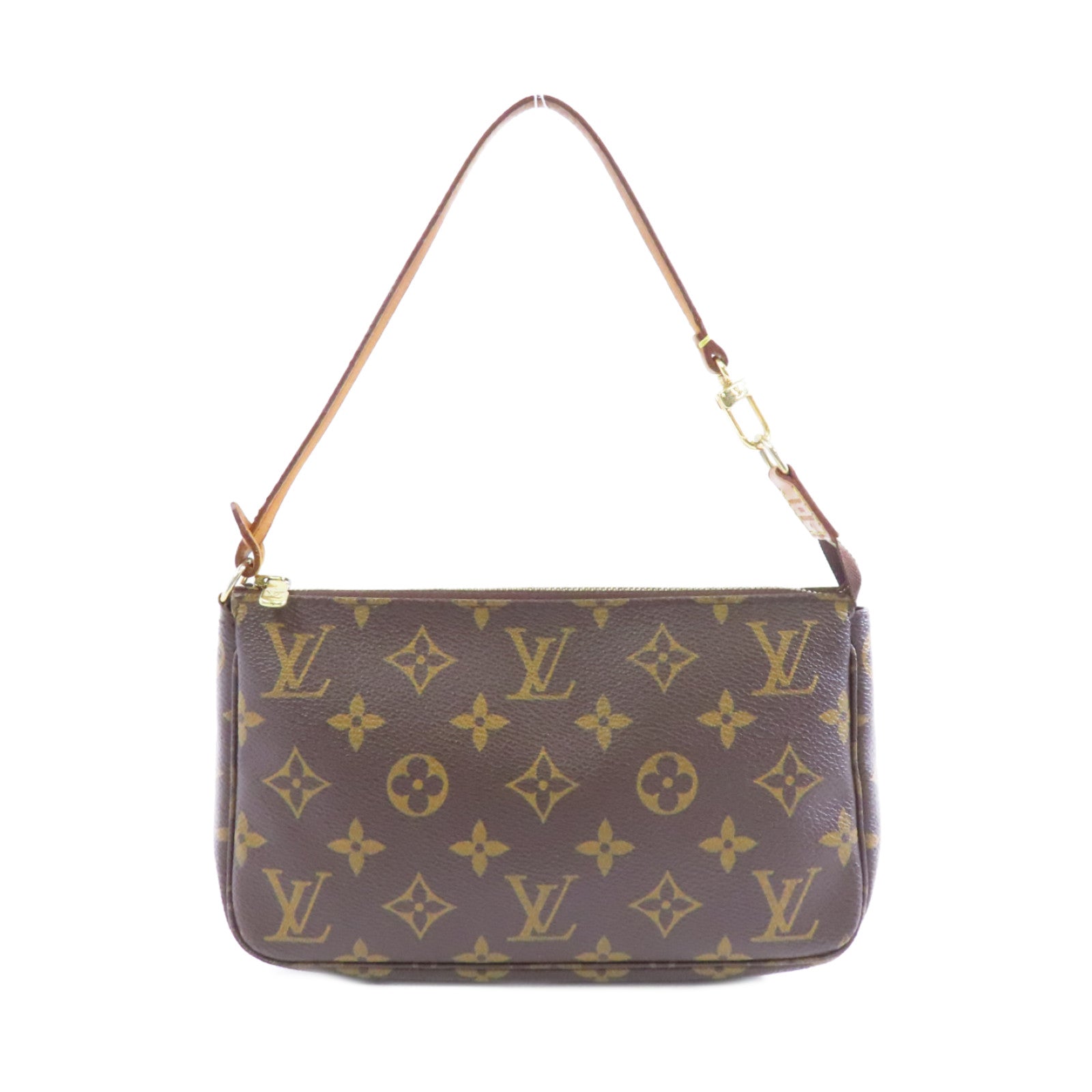 LOUIS VUITTON Monogram Pochette Accessoires金扣手挽袋啡色