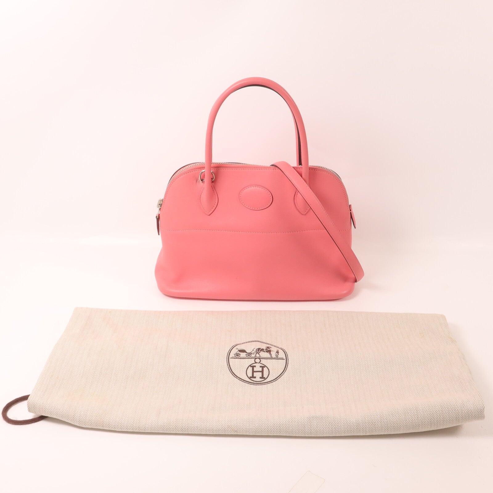 HERMES Swift皮革Bolide 27手挽肩背兩用袋Rose Azalee