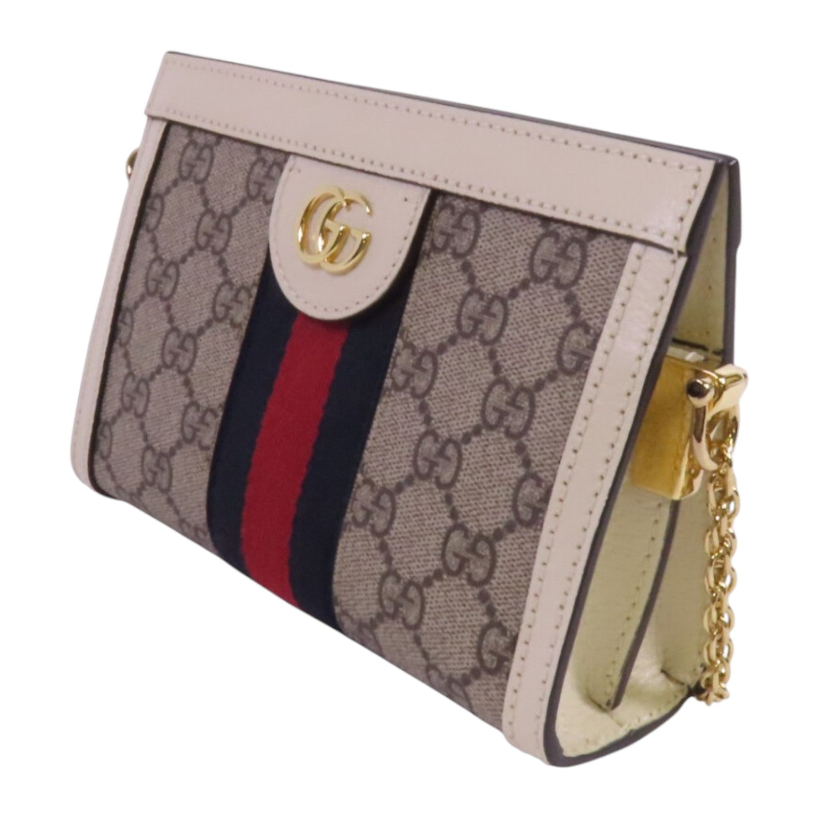 GUCCI 塗層帆布Ophidia金扣鏈帶肩背袋