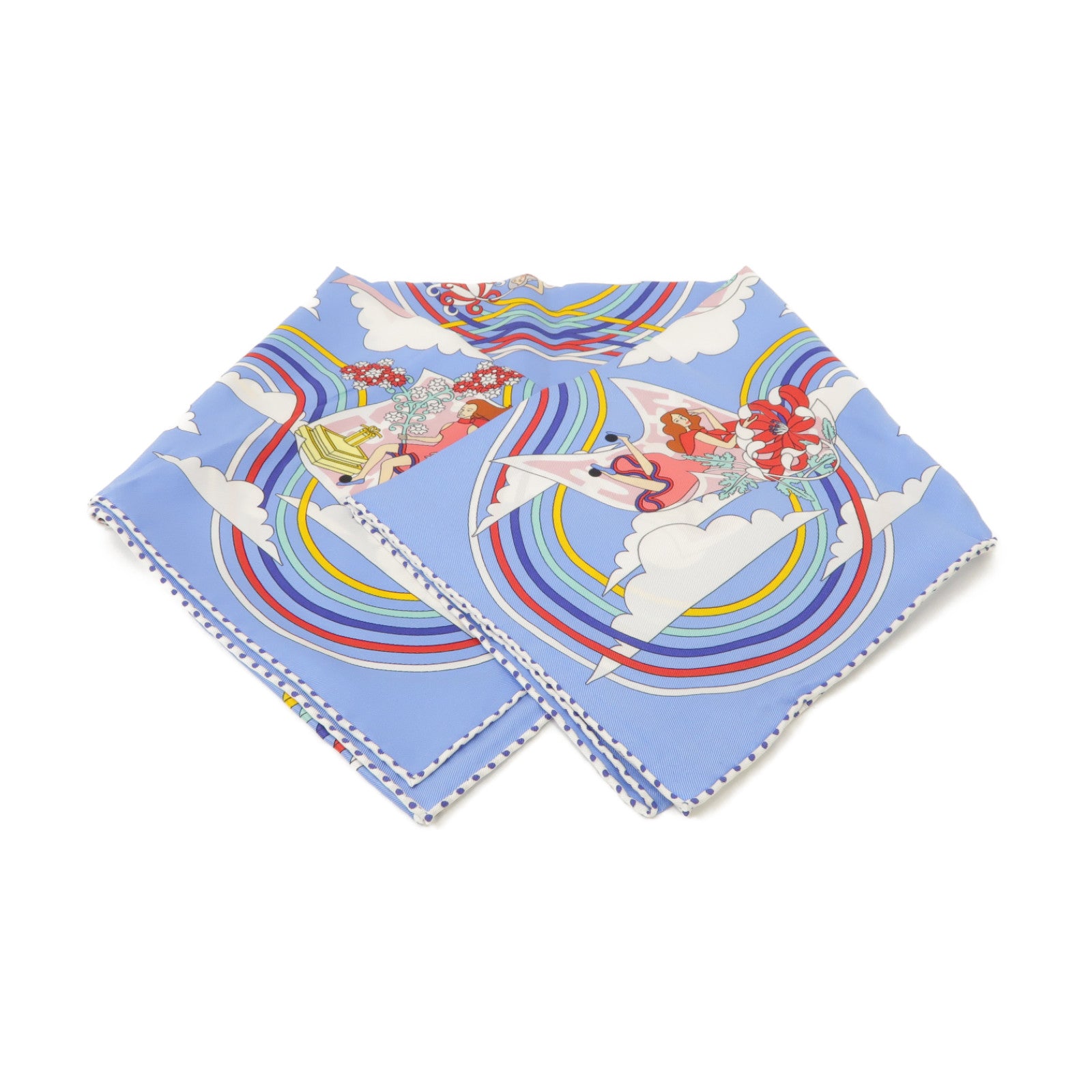 HERMES 【激減優惠】絲質Scarf絲巾淺藍色/彩色