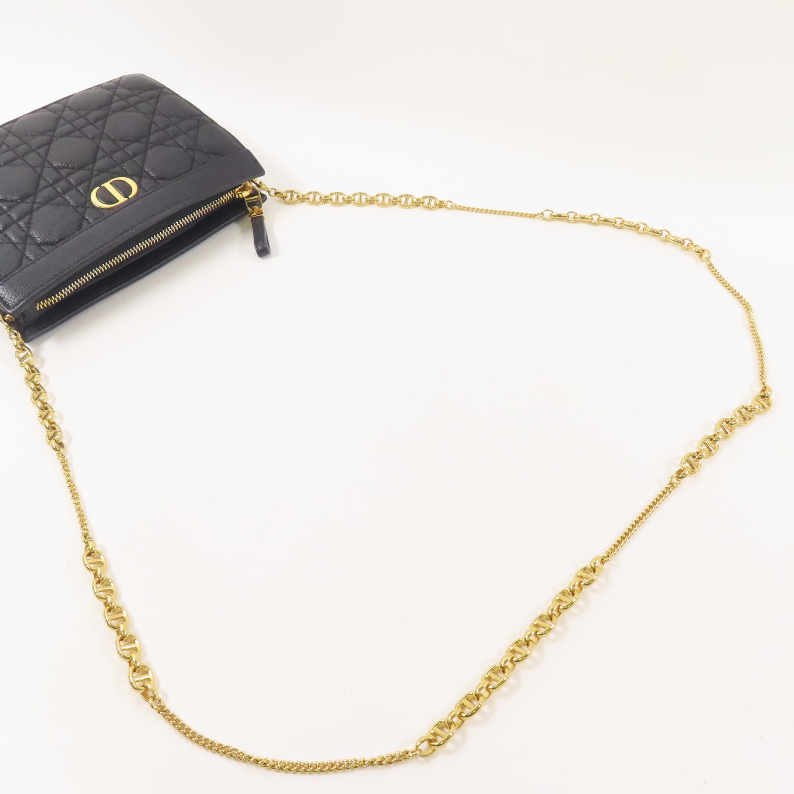 Dior 皮革Chain Shoulder金扣鏈帶肩背袋黑色
