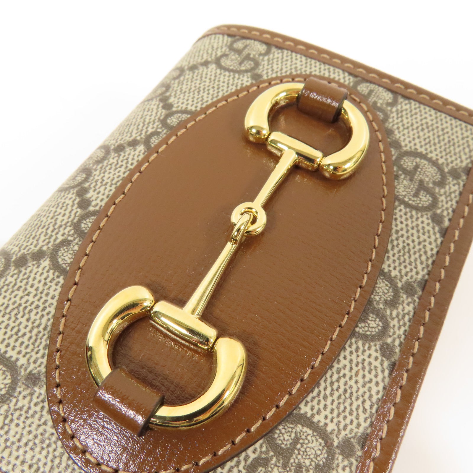 GUCCI 塗層帆布Horsebit 1955金扣錢包