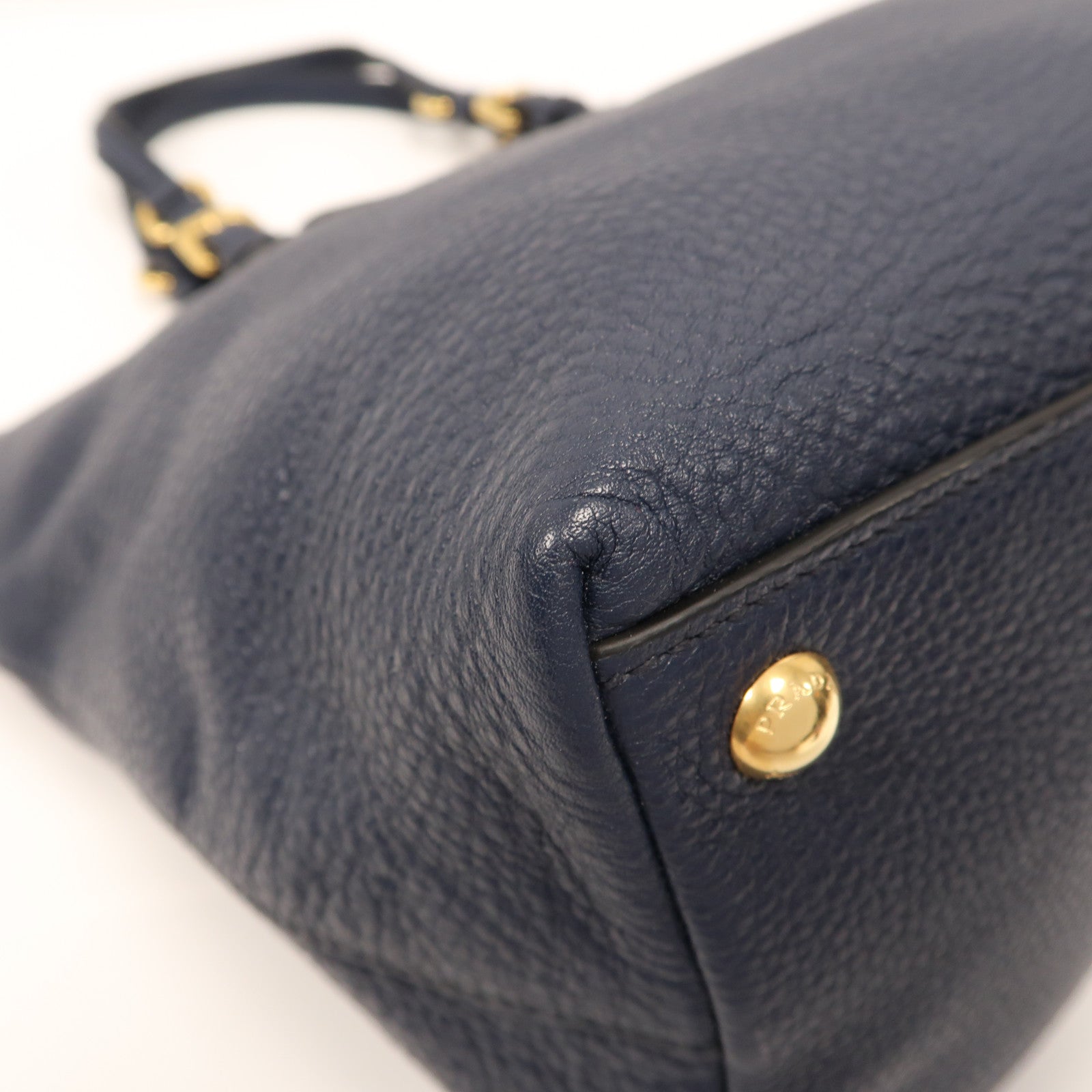 PRADA 牛皮皮革Shoulder Bag金扣肩背袋深藍色