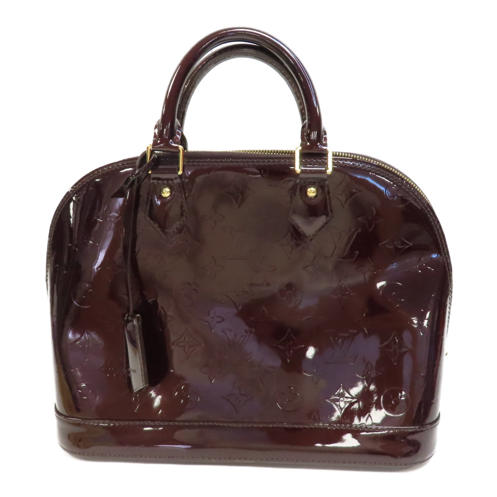 LOUIS VUITTON Vernis Alma PM金扣手挽袋酒紅色