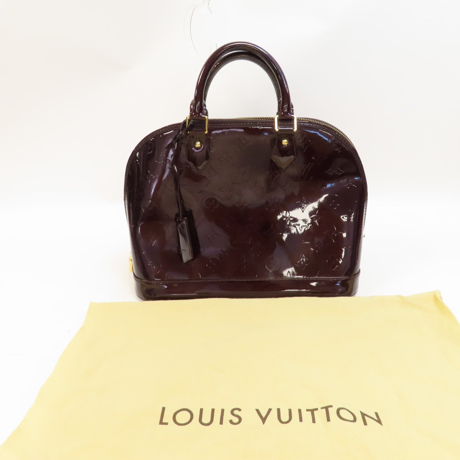 LOUIS VUITTON Vernis Alma PM金扣手挽袋酒紅色