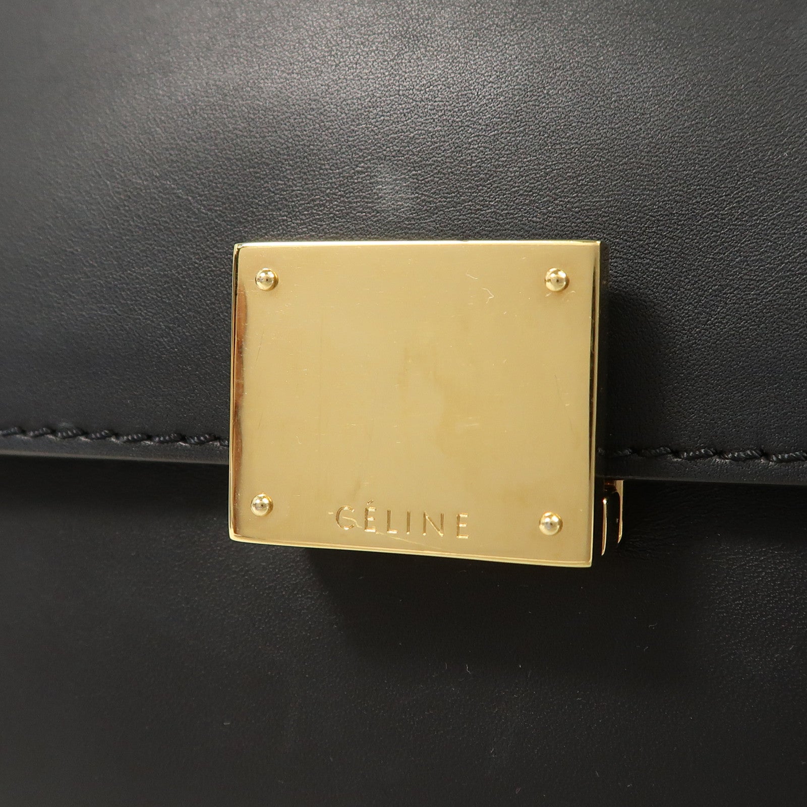 CELINE 牛皮皮革Shoulder Bag銀扣手挽肩背兩用袋