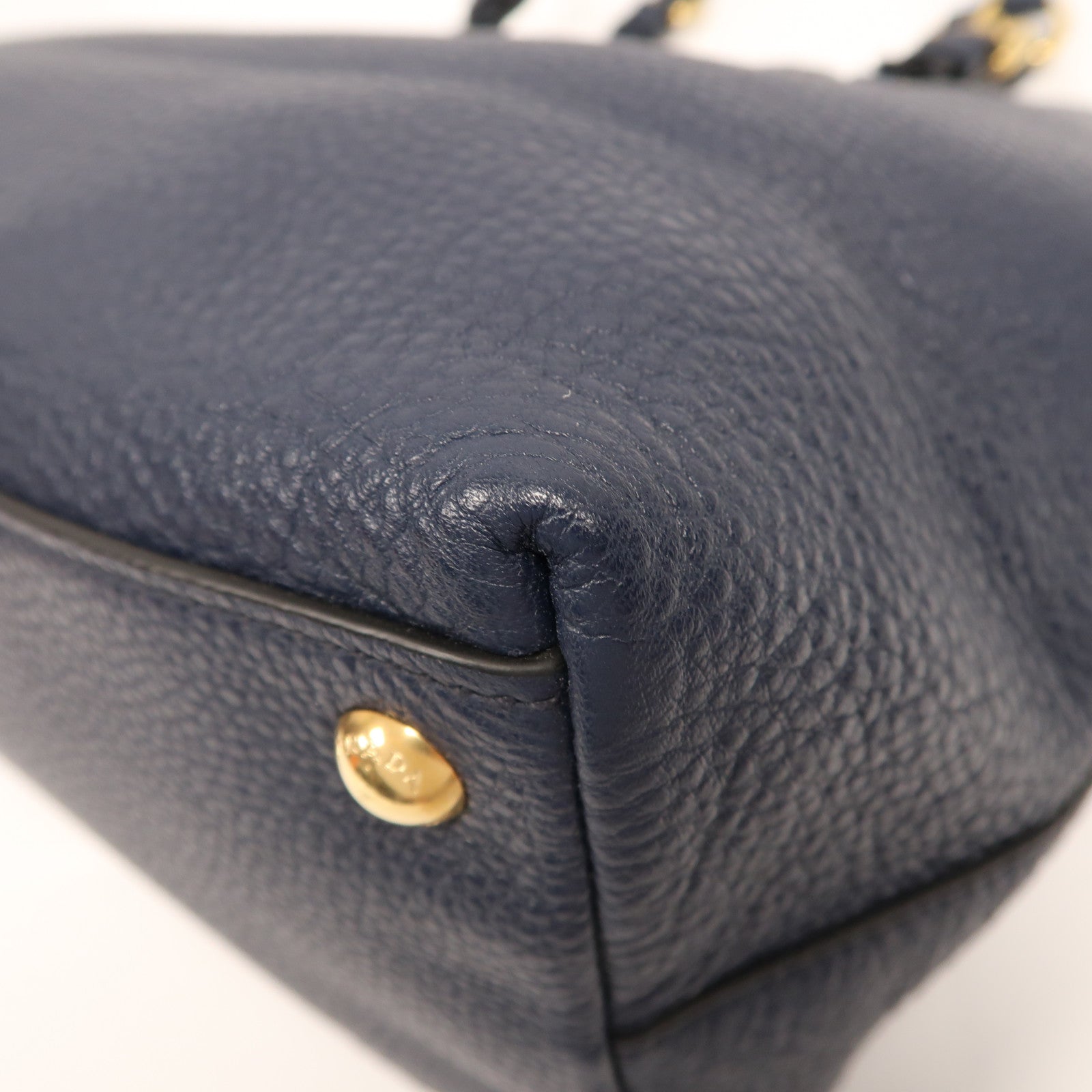 PRADA 牛皮皮革Shoulder Bag金扣肩背袋深藍色