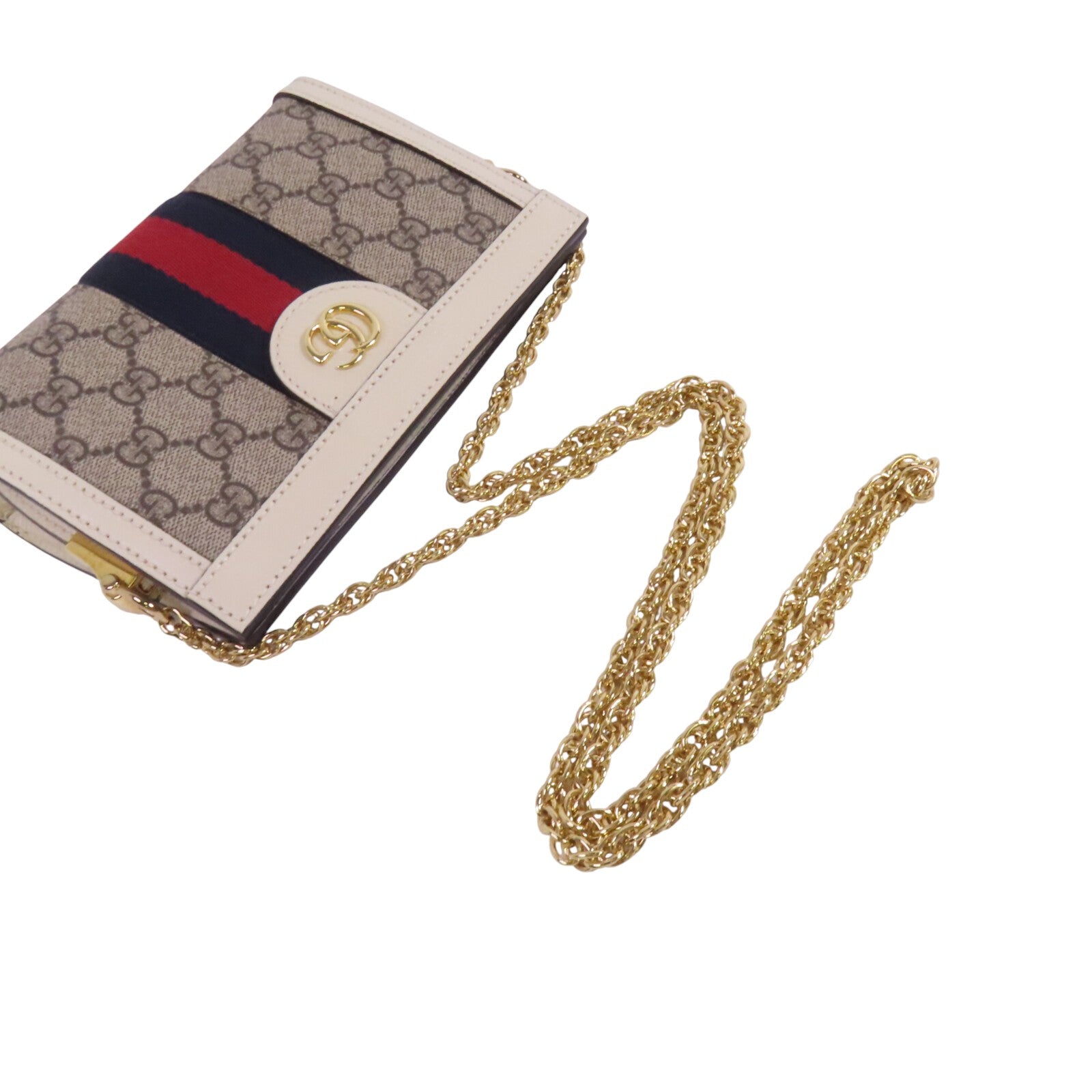 GUCCI 塗層帆布Ophidia金扣鏈帶肩背袋