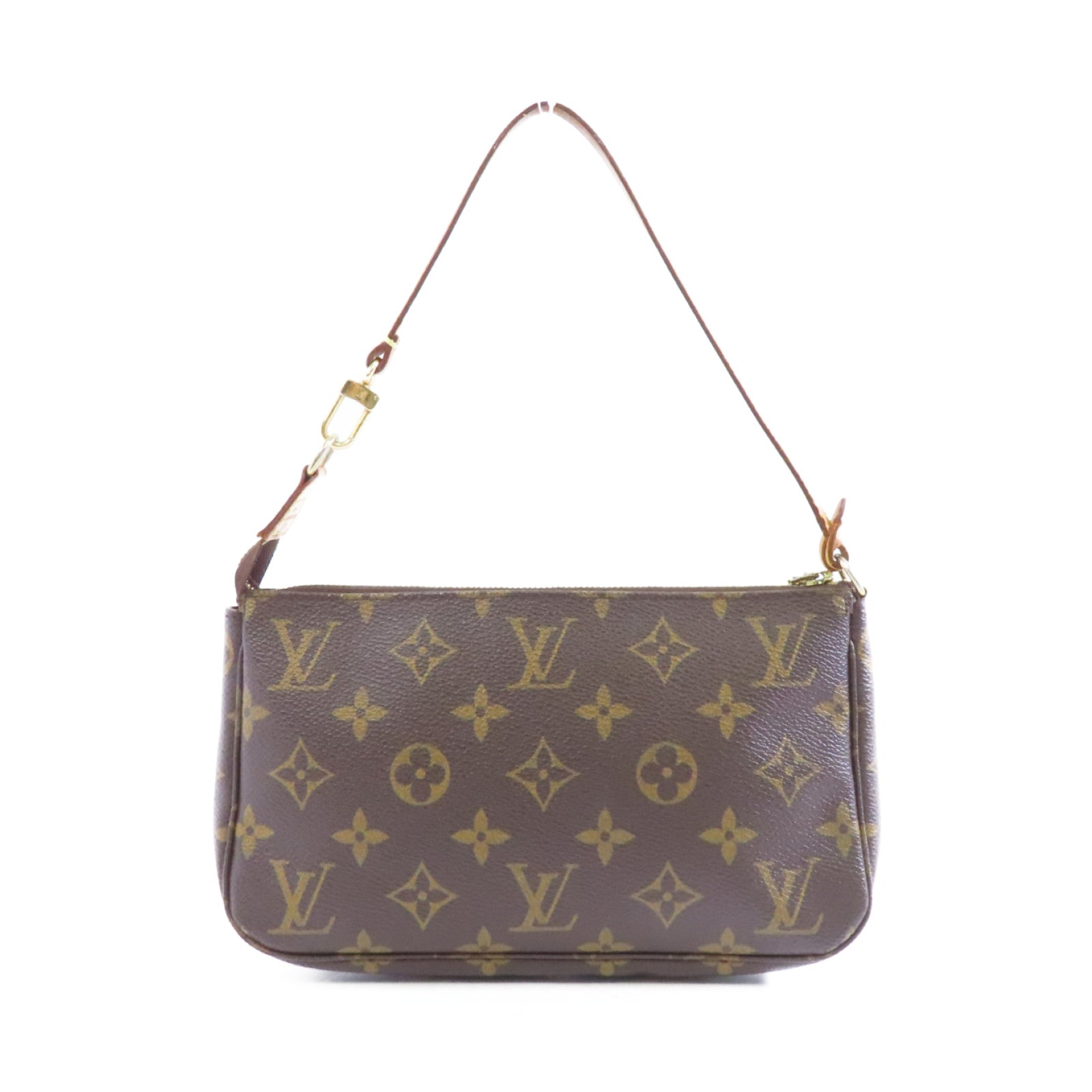 LOUIS VUITTON Monogram Pochette Accessoires金扣手挽袋啡色